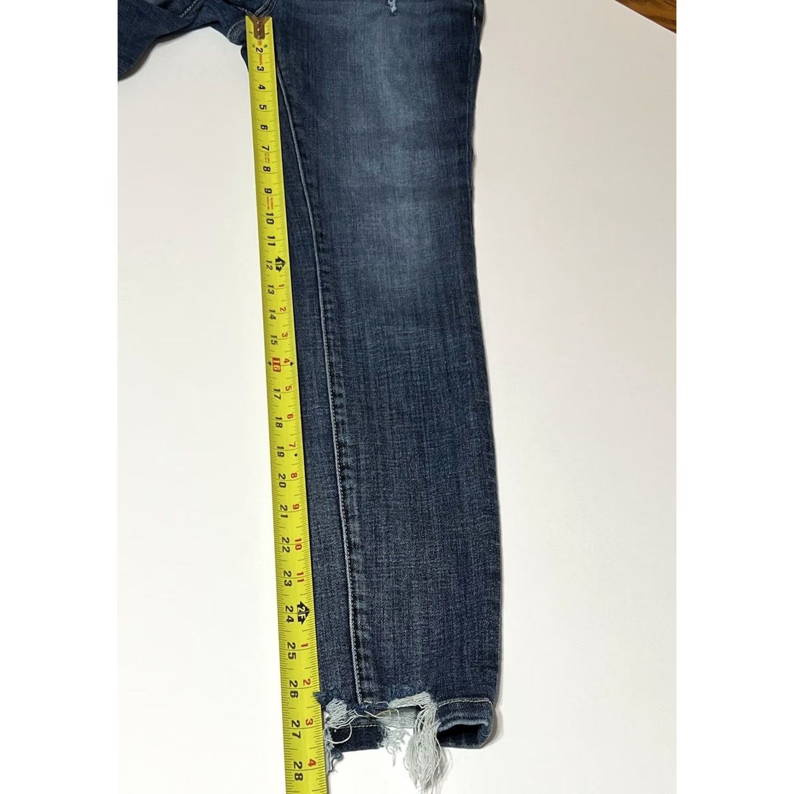 BKE BKE Stella Jeans Slim Distressed Blue 27x27 Womens Skinny Low Rise Zip Pocket Denim Stretch fringE Size 27" / US 4 / IT 40 - 5 Thumbnail