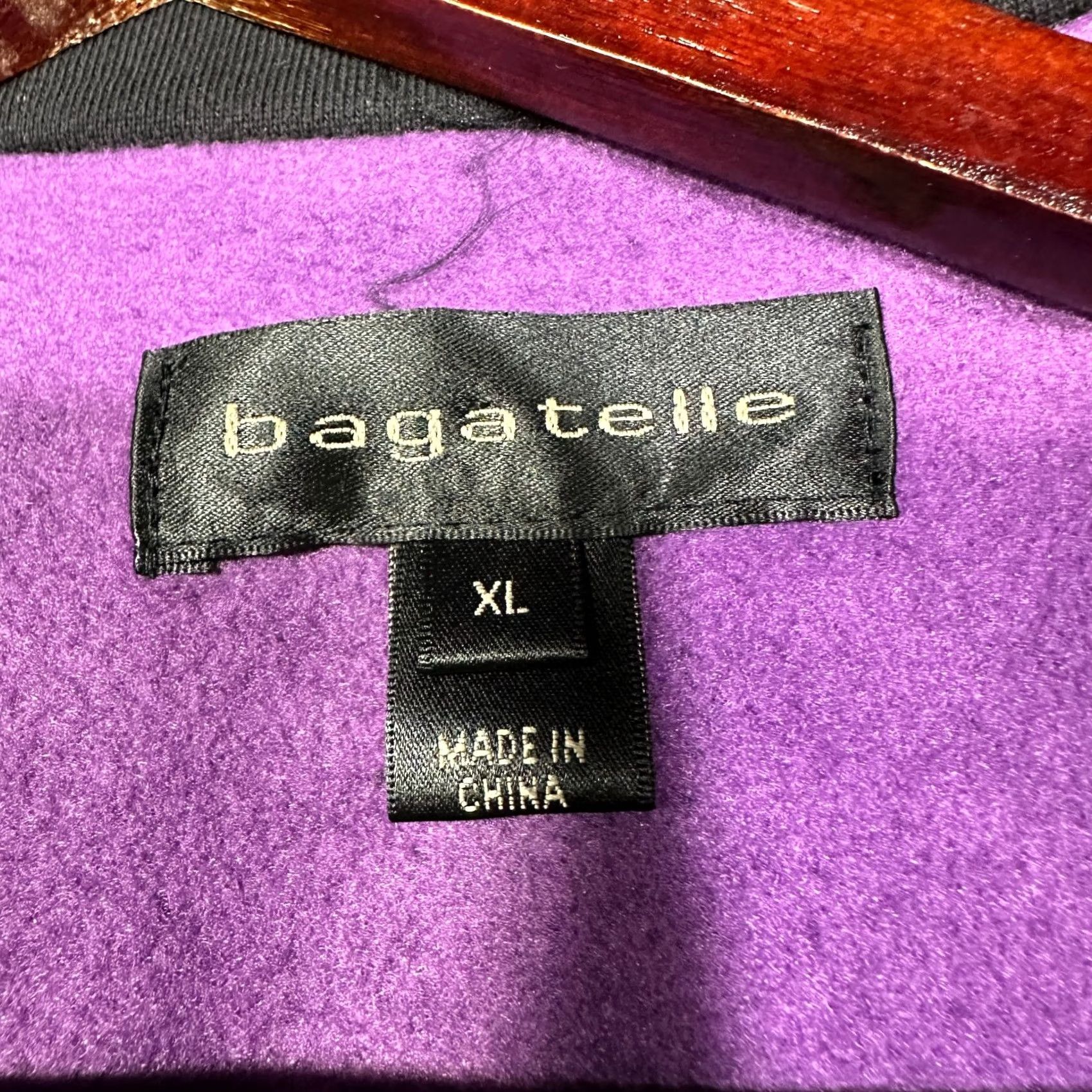 Vintage Bagatelle Jacket Womens XL Black Full Zip Sweatshirt Faux Leather Trim Pockets Size XL / US 12-14 / IT 48-50 - 6 Thumbnail