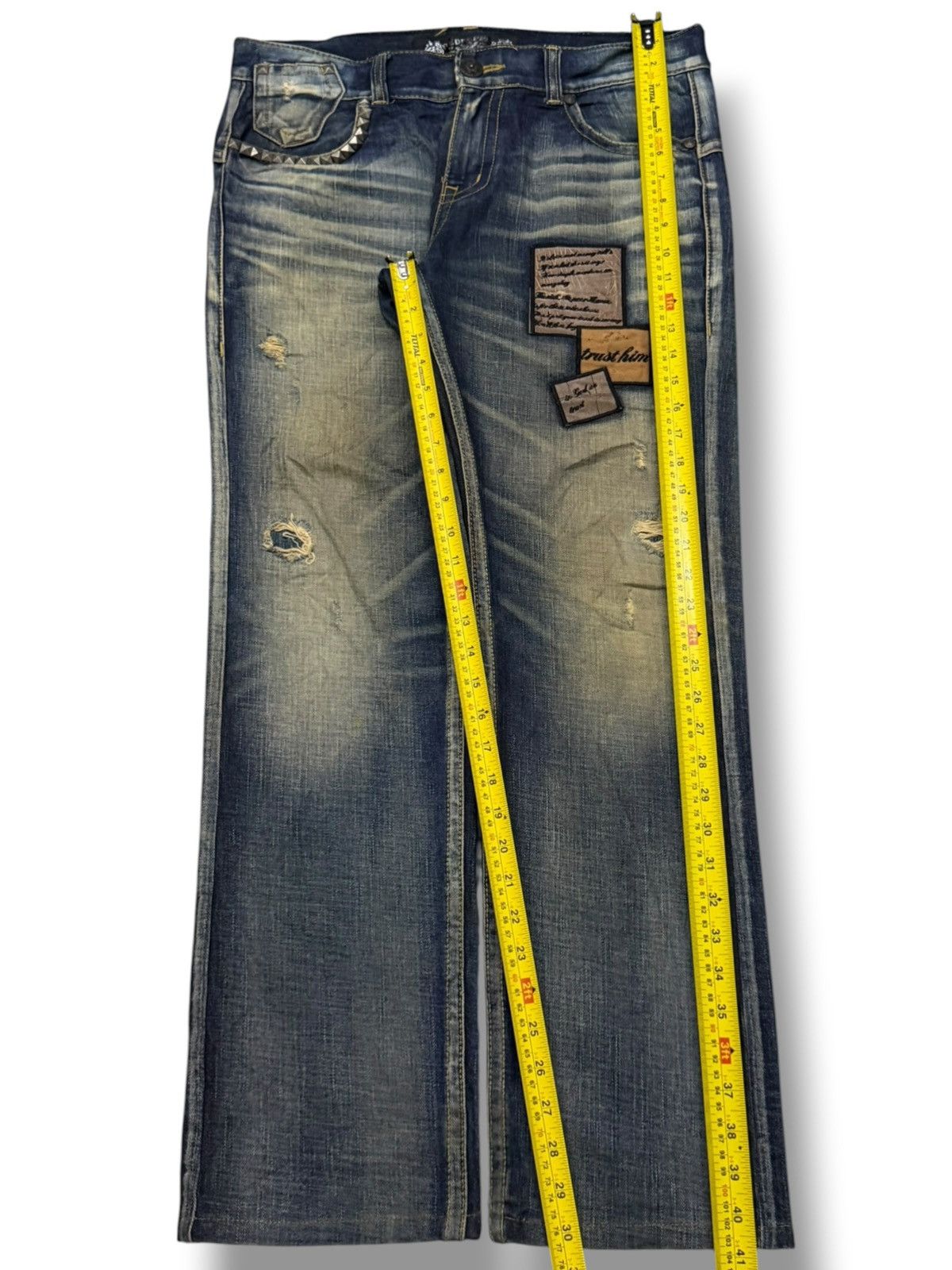Japanese Brand Vintage Red Pepper Japan & Co | Y2K Heavy Fade Studded | W35 Size US 35 - 16 Thumbnail