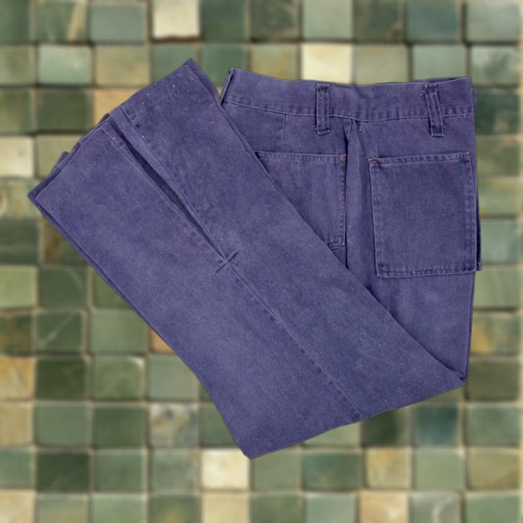 Vintage Men's VTG 1970s Blue BellBottom Pants Sz 32x27.5 70s Bell Bottoms Size US 32 / EU 48 - 1 Thumbnail