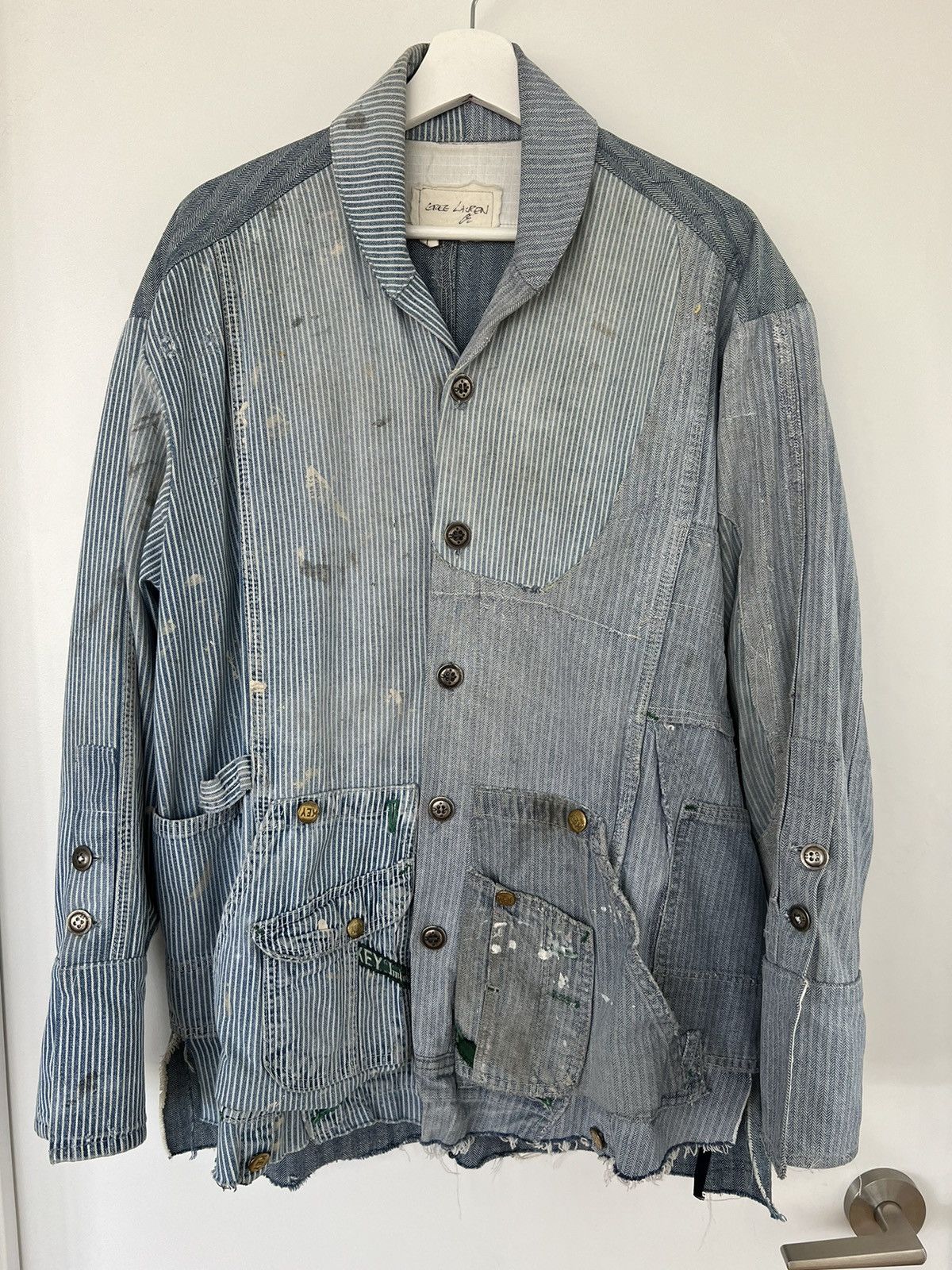 Greg Lauren Greg Lauren Denim Engineer Herringbone Shawl Boxy Jacket Size US S / EU 44-46 / 1 - 11 Thumbnail