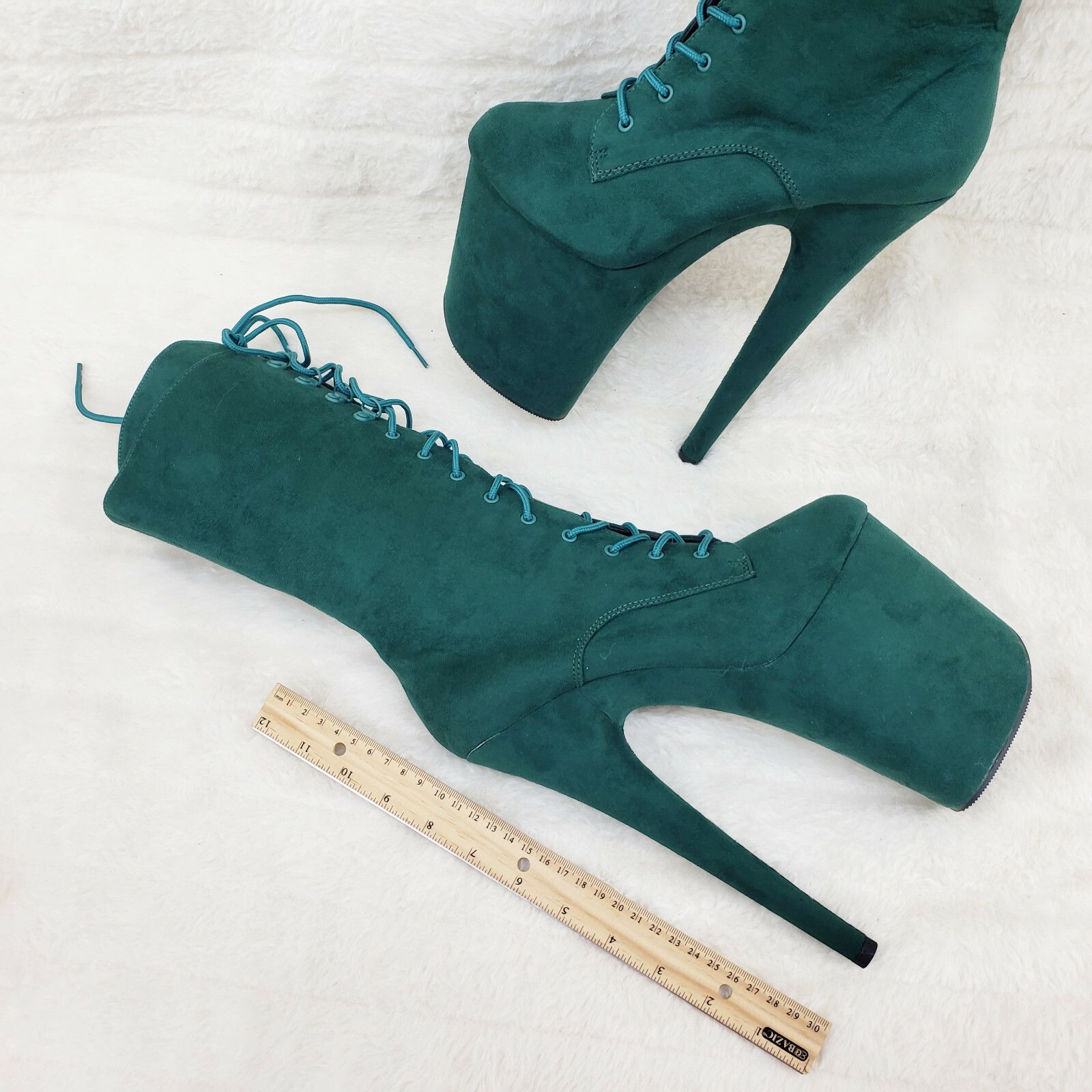 Other Flamingo 1050FS Emerald Green V-Suede 8" Heel Platform Mid C Size US 10 / IT 40 - 5 Thumbnail