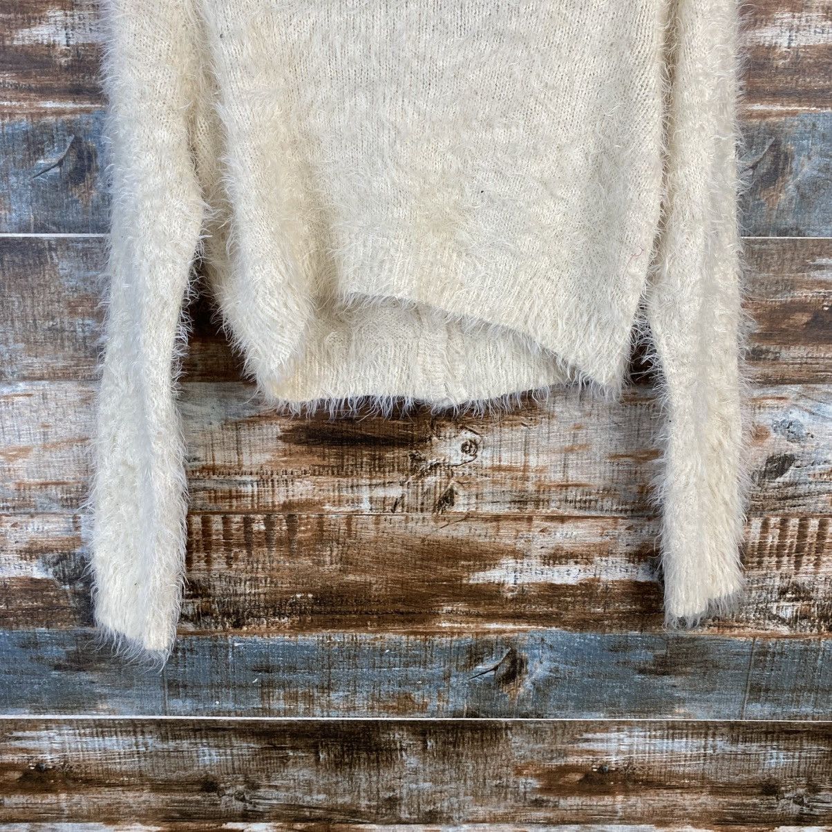 Homespun Knitwear DL Wallamanda White Mohair fur shaggy Knitwear #C1091 Size XS / US 0-2 / IT 36-38 - 12 Thumbnail