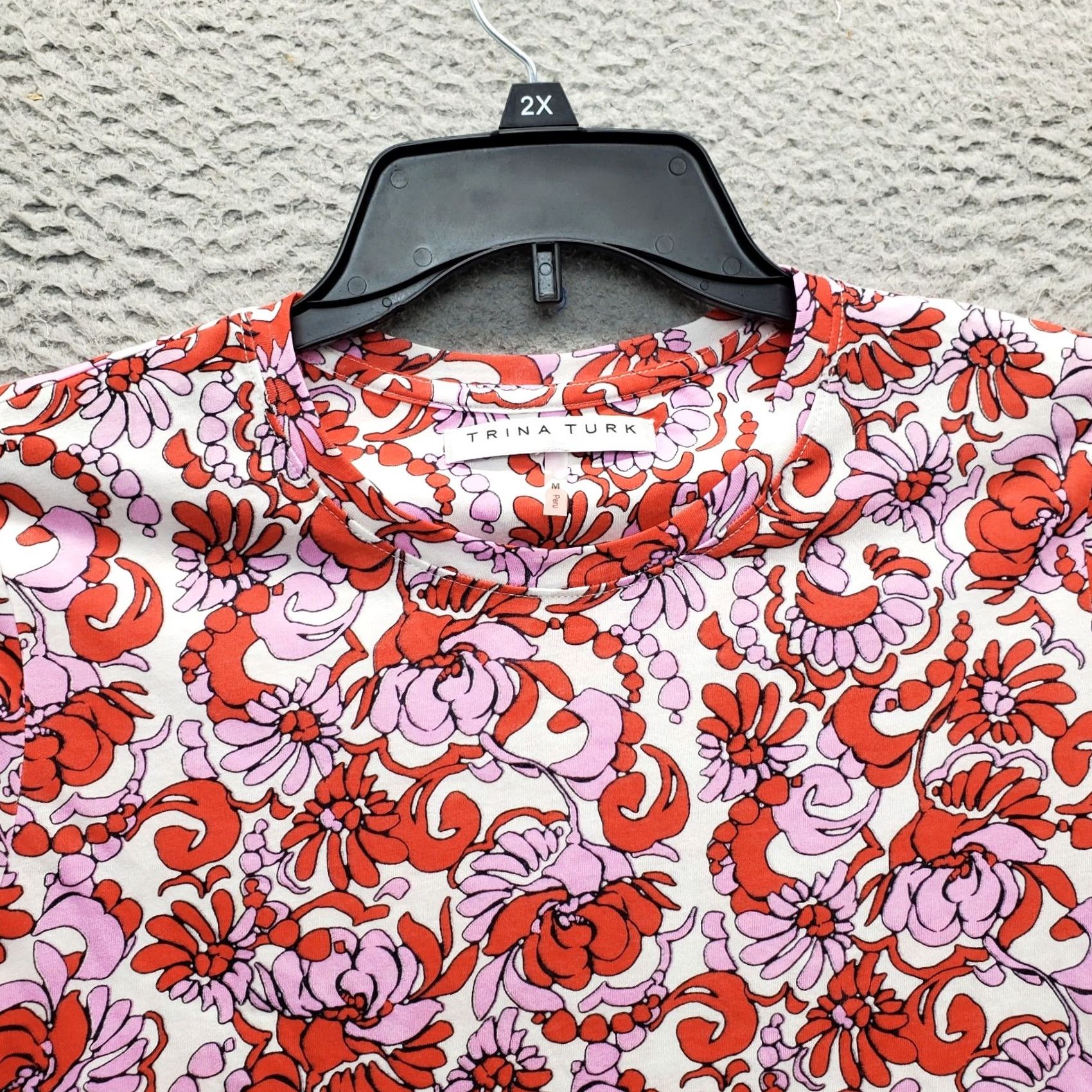 Trina Turk Trina Turk Blouse Shirt Womens Size M Floral Multicolor Short Sleeve Crew Neck Tunic Top Size M / US 6-8 / IT 42-44 - 5 Thumbnail