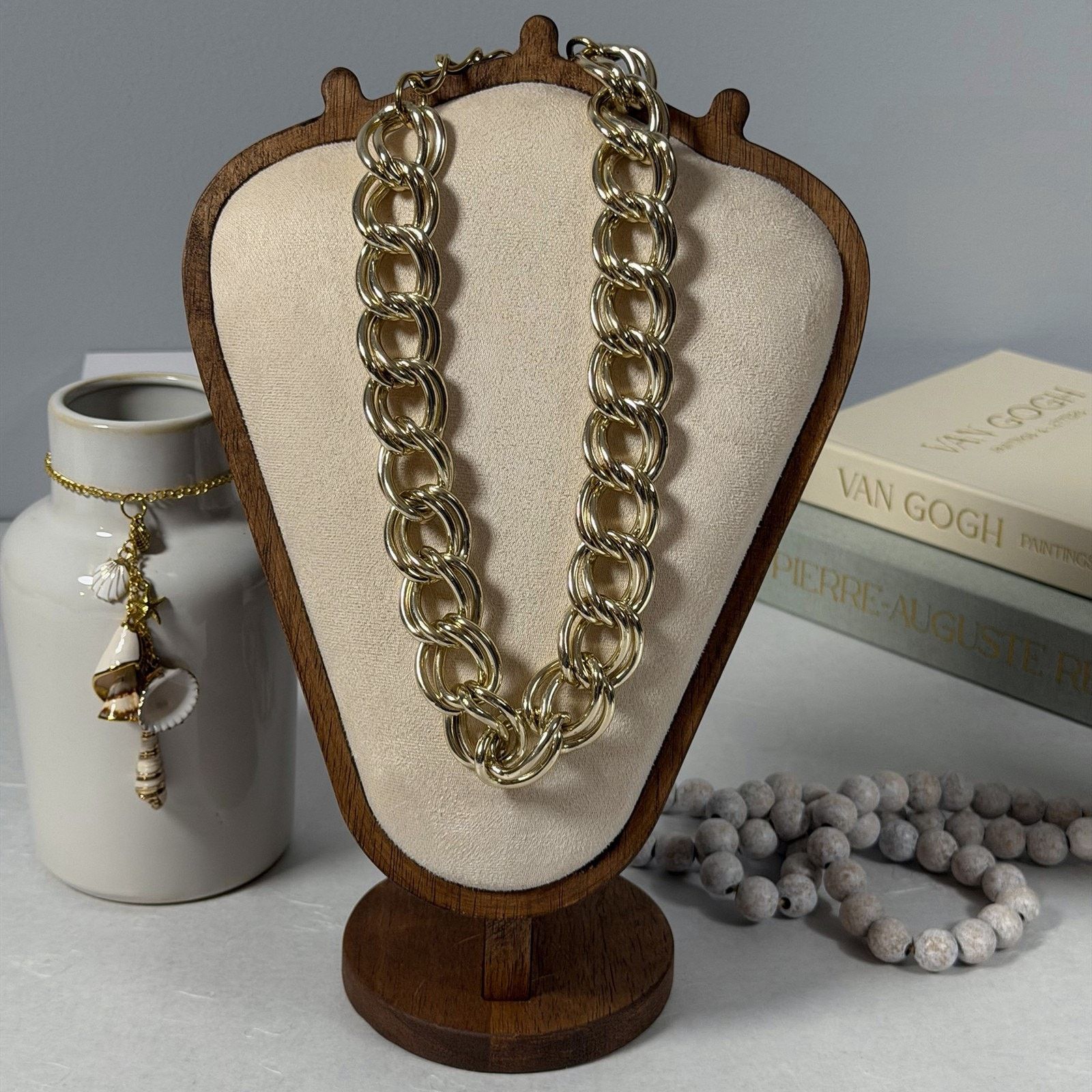 Vintage VTG Statement Necklace Chunky Gold-Tone Double Curb Link Size ONE SIZE - 3 Thumbnail