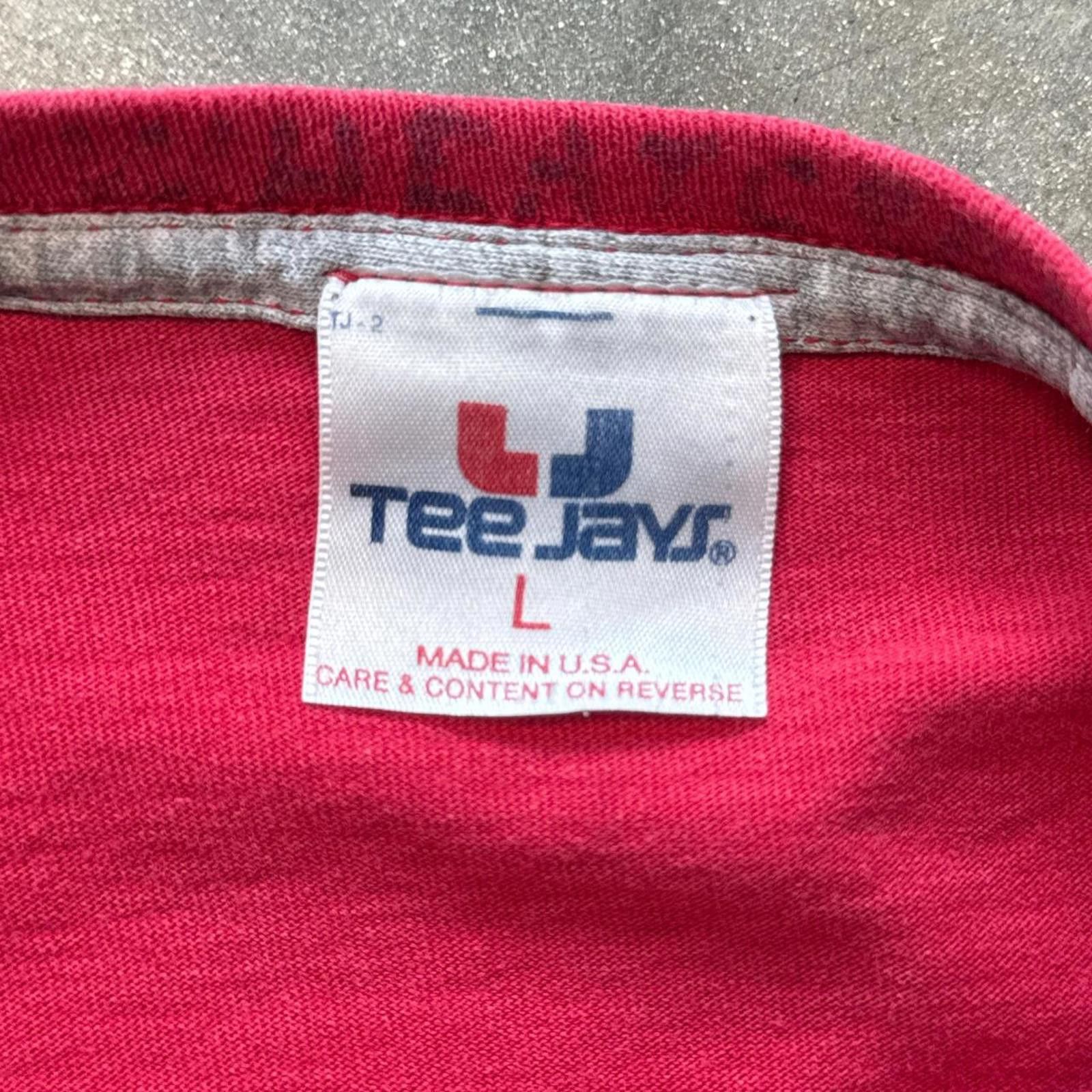 TEE JAYS Red Vintage 90's Tee Jays Blank Long Sleeve T-Shirt Size L / US 10 / IT 46 - 3 Thumbnail