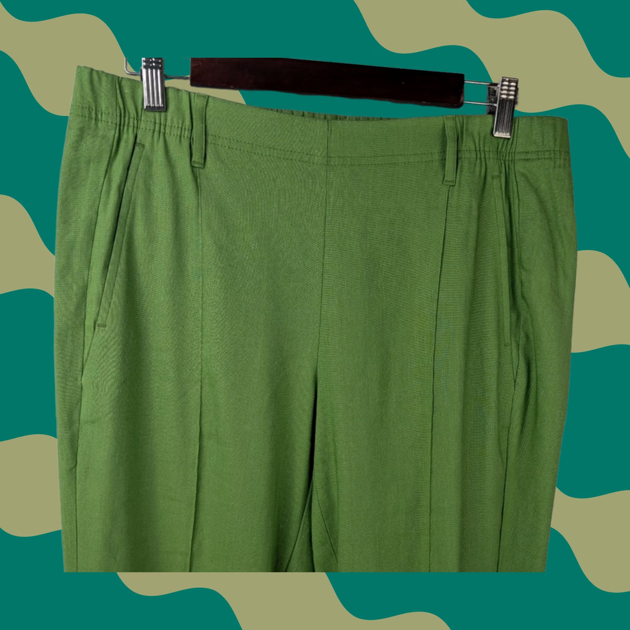 J. Jill J. Jill Linen Stretch Pants Women Medium Green Cropped Pull On Lightweight Casual Beach Summer Vacation style Cropped Pockets Womens Size 32" / US 10 / IT 46 - 1 Thumbnail