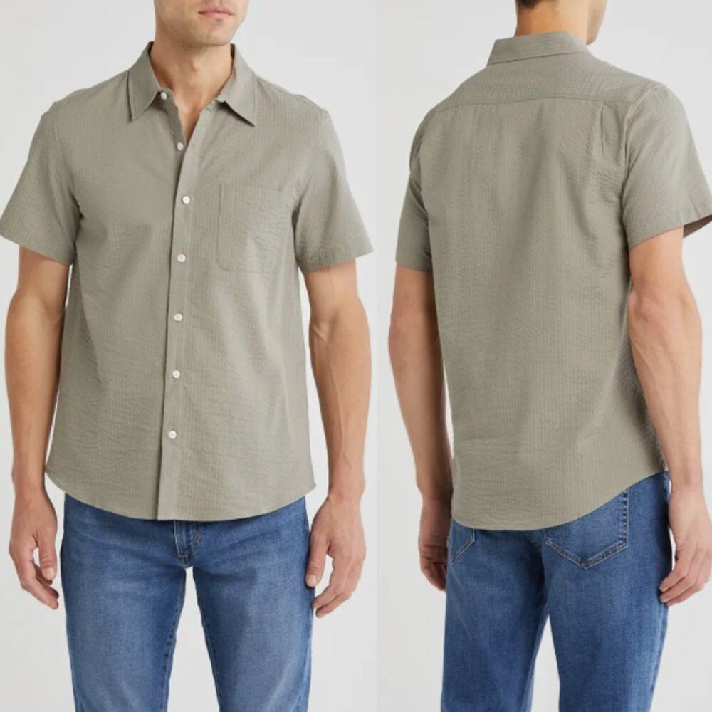 Joe's NWT New $148 Joe's Cotton Seersucker Short Sleeve Button-Up Size US L / EU 52-54 / 3 - 1 Thumbnail