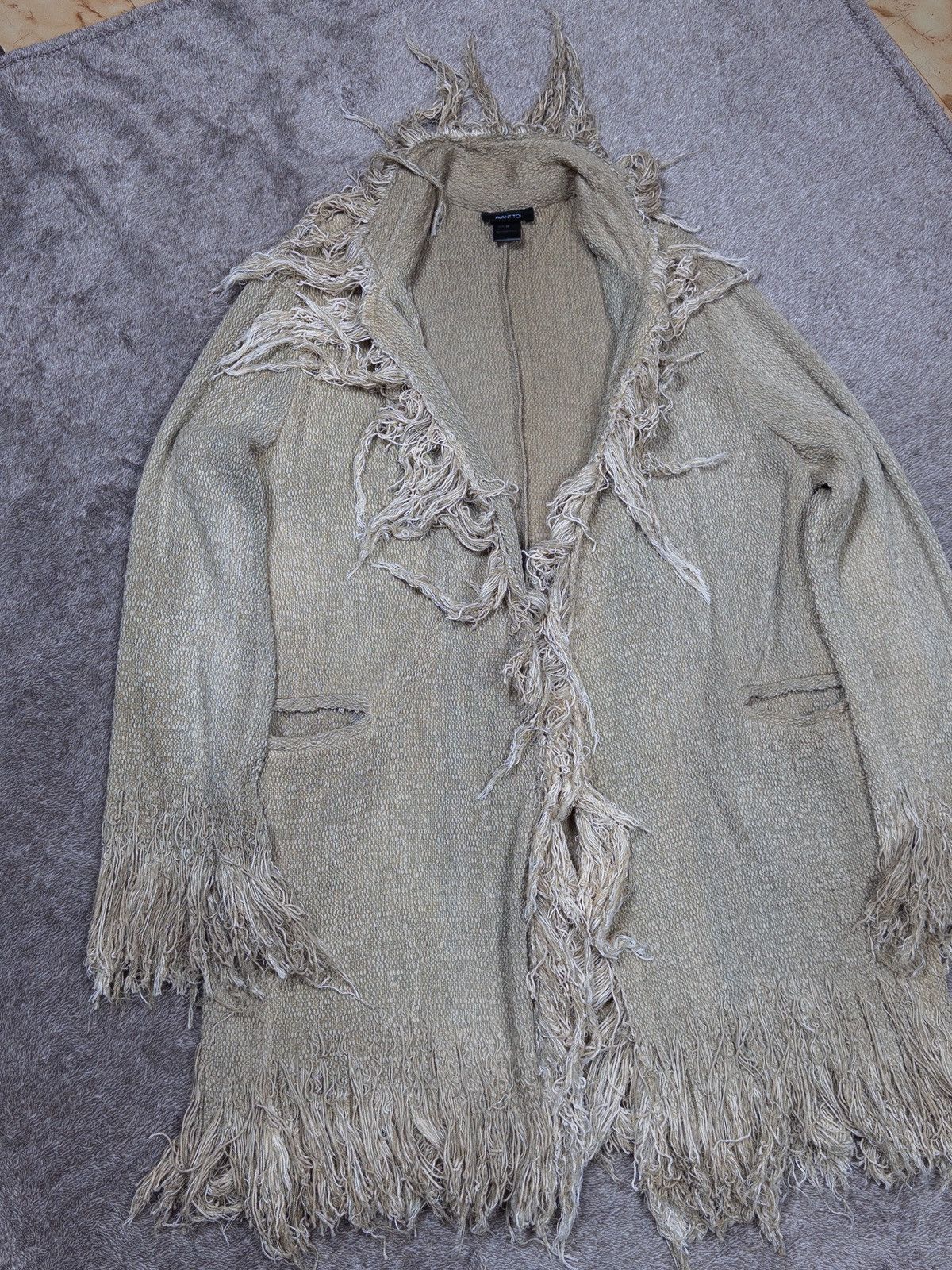 Avant Toi Woman’s Avant Toi Beige Cotton Fringe Cardigan Jacket Size M Size M / US 6-8 / IT 42-44 - 2 Thumbnail