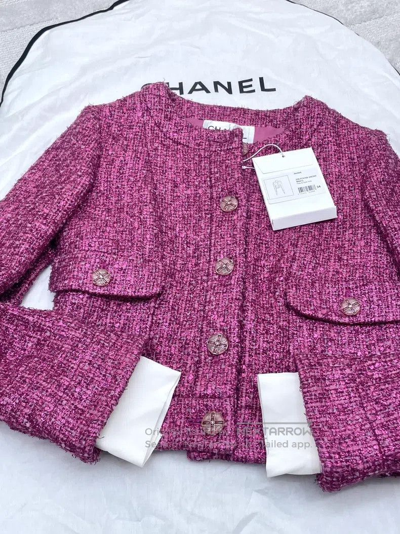 Chanel Chanel 23A shirt sleeve softened tweed knitted coat Size XXS / US 00 / IT 34 - 4 Thumbnail