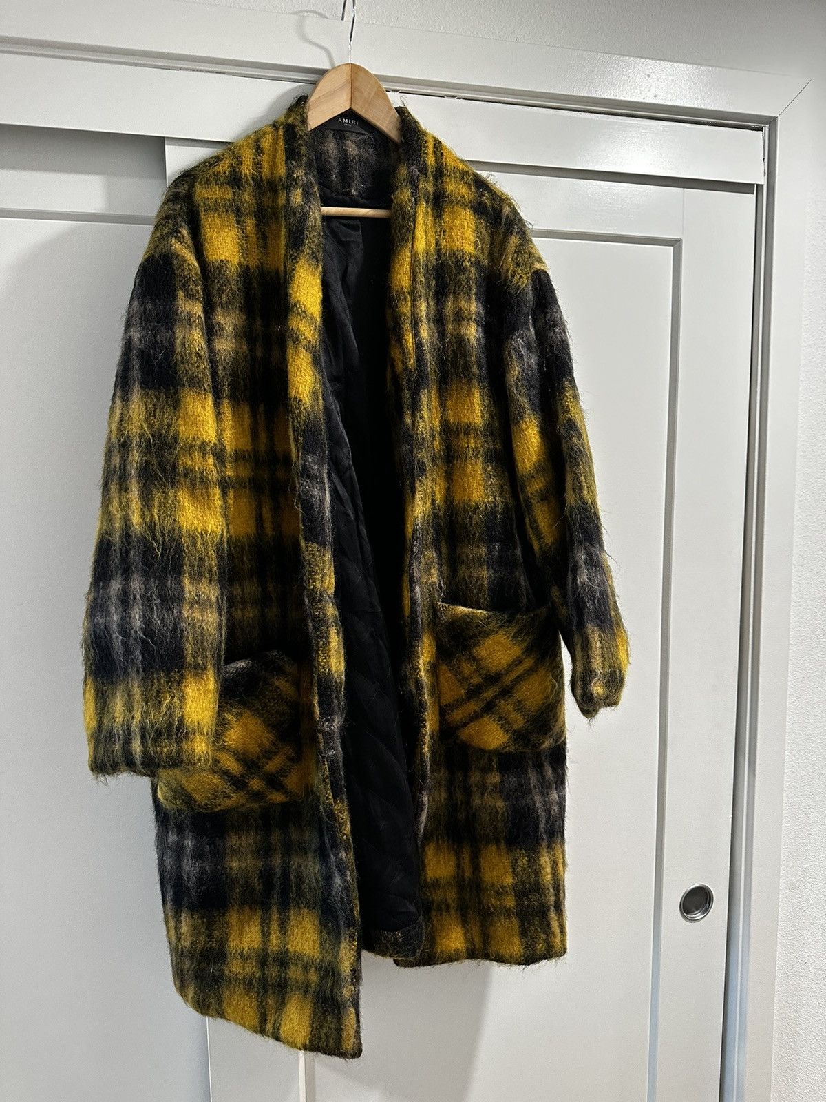 image of Amiri Mohair Trench Coat in Yellow, Men's (Size Small)