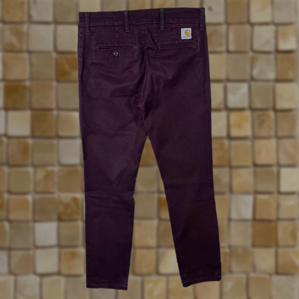 Carhartt Carhartt Sid Pant Purple Maroon Slim Tapered Chino Trousers 30 x 32 Mens Slim Chinos Zip Fly Logo Tunisia Size US 30 / EU 46 - 1 Thumbnail