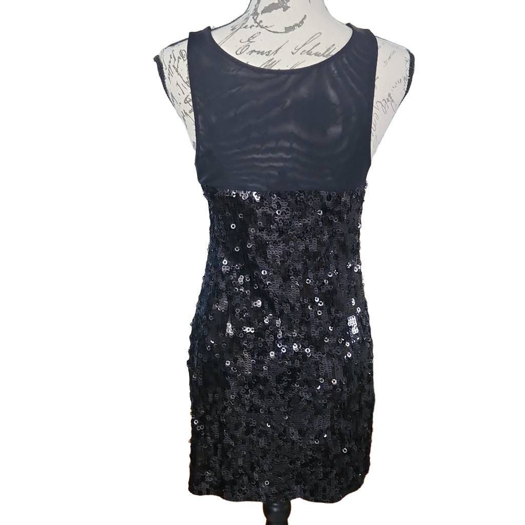 Express Express Women's Size Small Black Sequin Mini Tank Dress Size S / US 4 / IT 40 - 2 Thumbnail