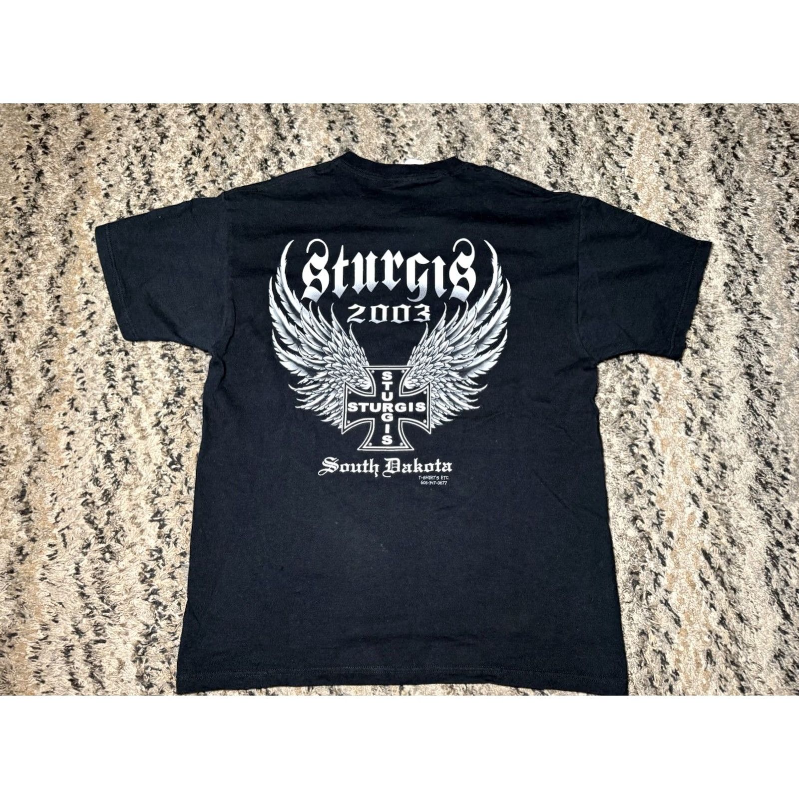 Vintage VINTAGE Sturgis Motorcycle T-Shirt L Black Iron Cross Flame Mens Size US L / EU 52-54 / 3 - 5 Thumbnail