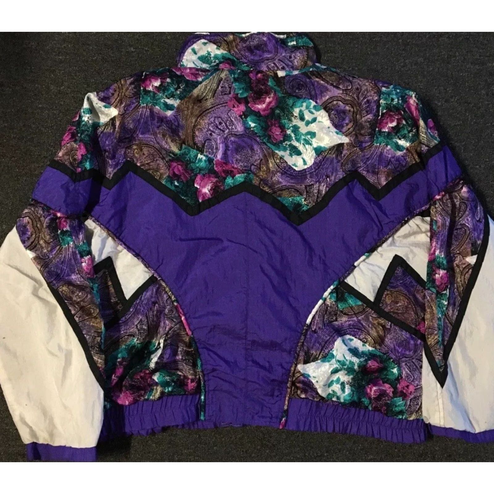 Vintage Vtg 80s Abstract Art Boxy Jacket L Purple Women Windbreaker 90s Vaporwave Picasso Grunge Ocean Surf Fashion Size L / US 10 / IT 46 - 7 Thumbnail