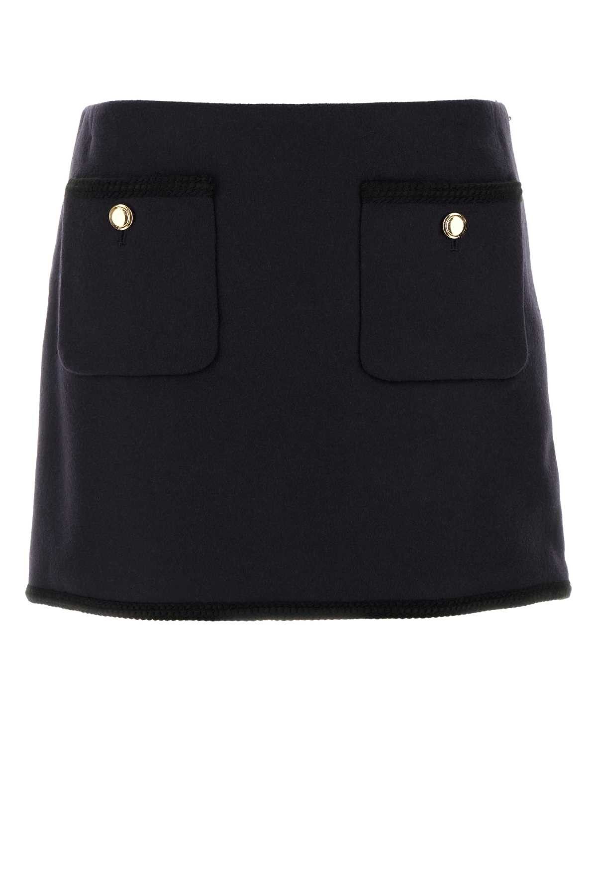 Miu Miu Midnight Blue Wool Mini Skirt Size 25" / US 0 / IT 36 - 1 Thumbnail