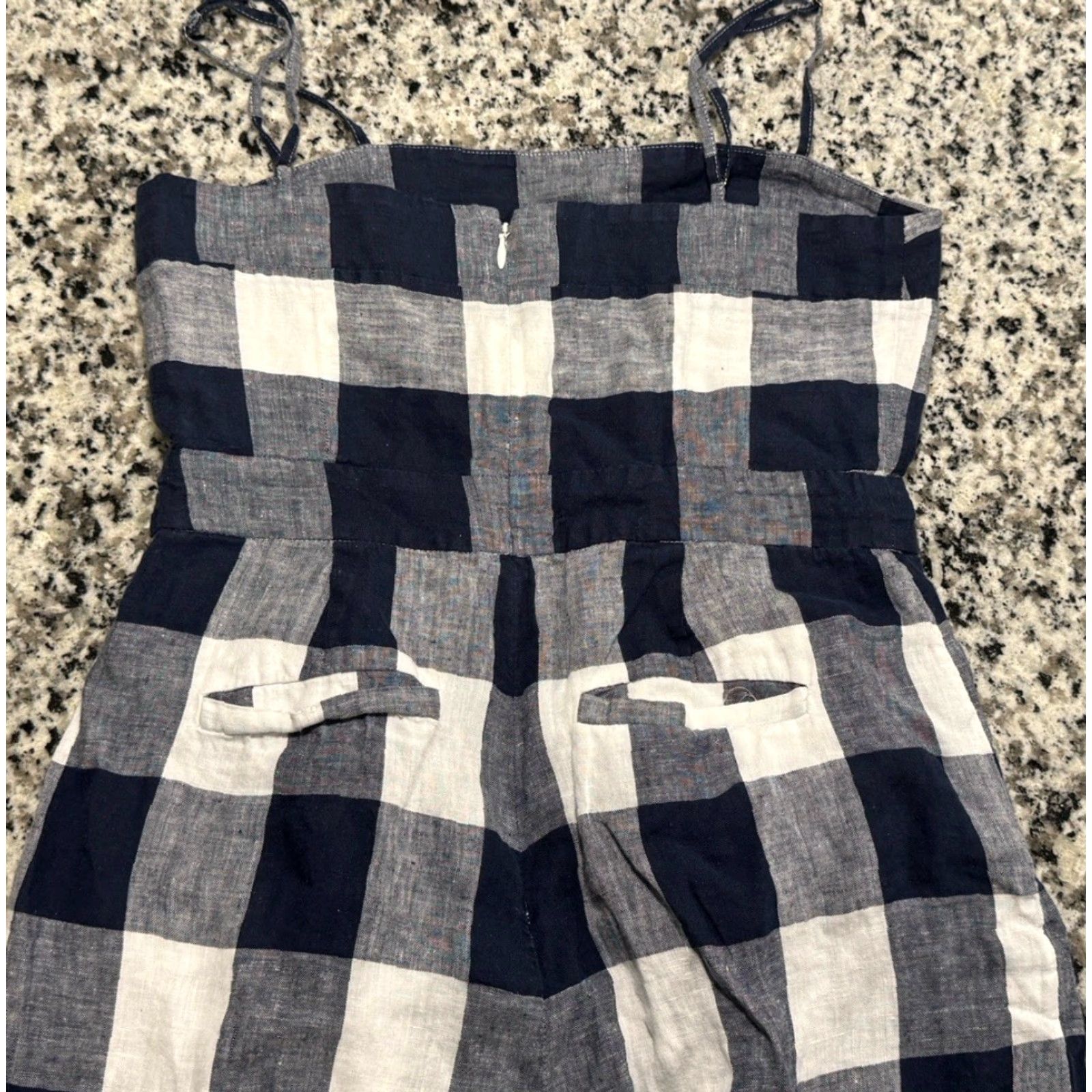 J.Crew VINTAGE J. CREW Gingham Women's Jumpsuit Size 2 Linen Navy/White One-Piece Size 26" / US 2 / IT 38 - 6 Thumbnail
