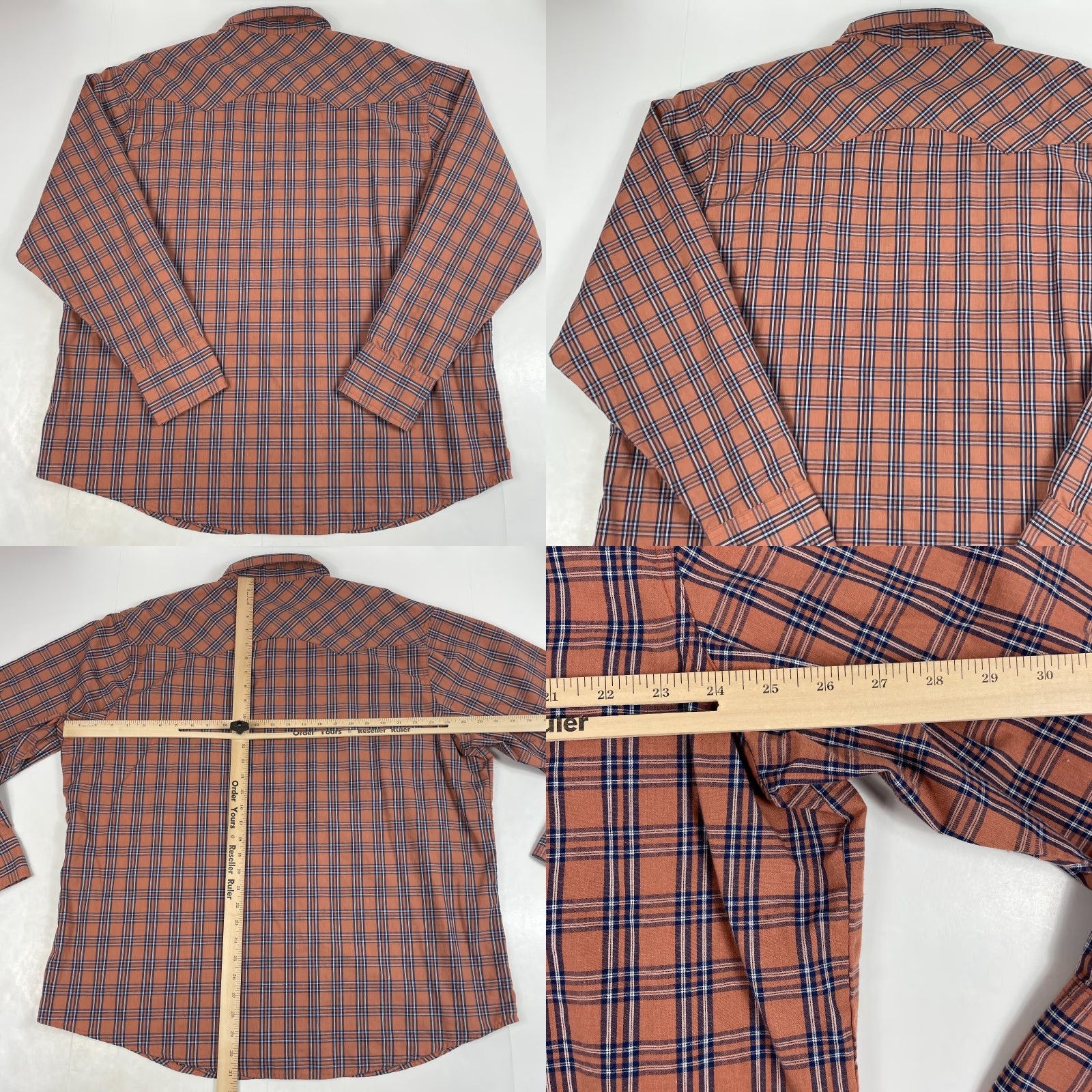 Wrangler VINTAGE Wrangler Shirt Men 2XL Orange Wrancher Pearl Snap Long Sleeve Western Cowboy Size US XXL / EU 58 / 5 - 8 Thumbnail