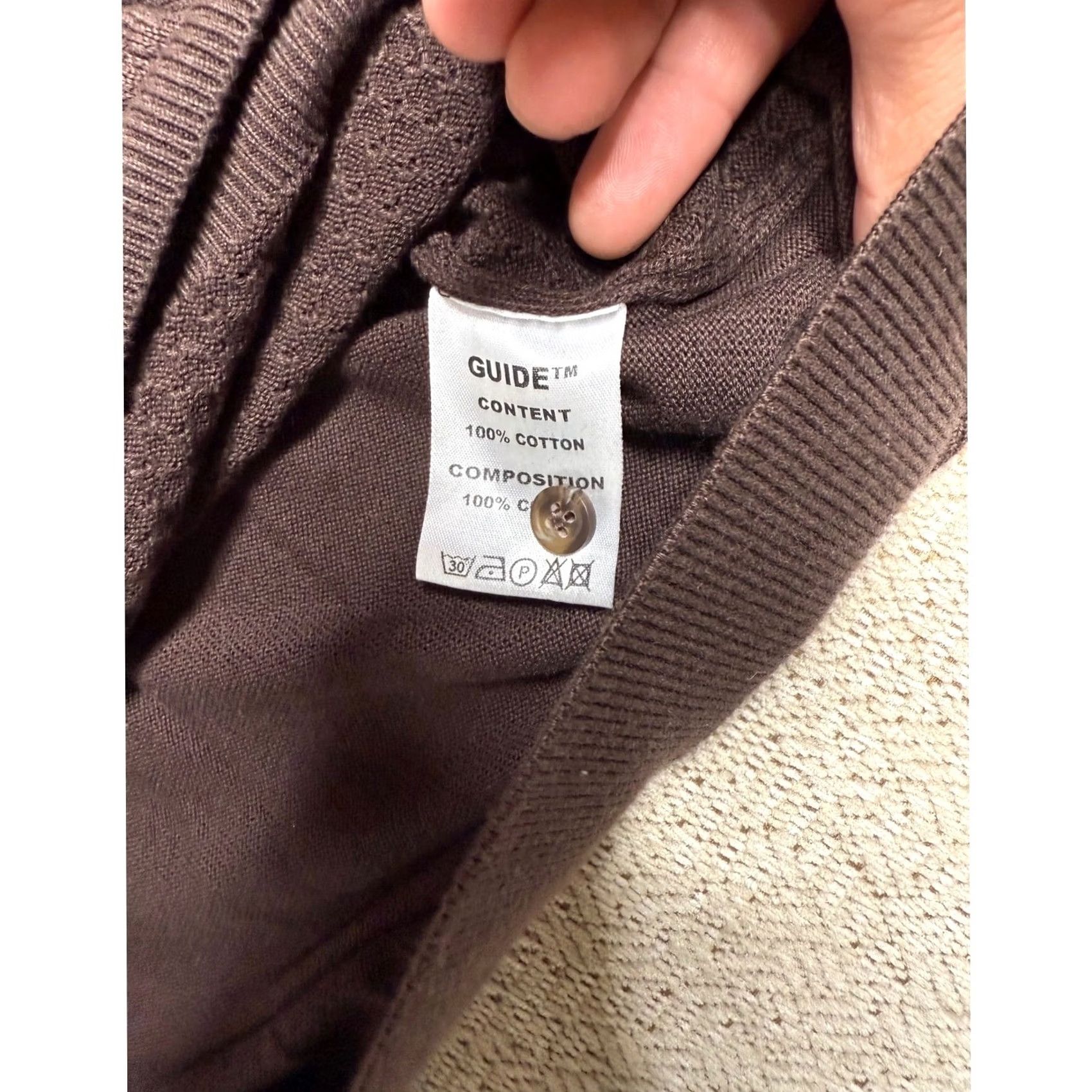 Vintage Guide London Premium Range Polo Shirt Knit Textured Brown XL Men Shirt Geometric 100% Cotton Collared Button Down Breathable Long Sleeve Size US XL / EU 56 / 4 - 4 Thumbnail