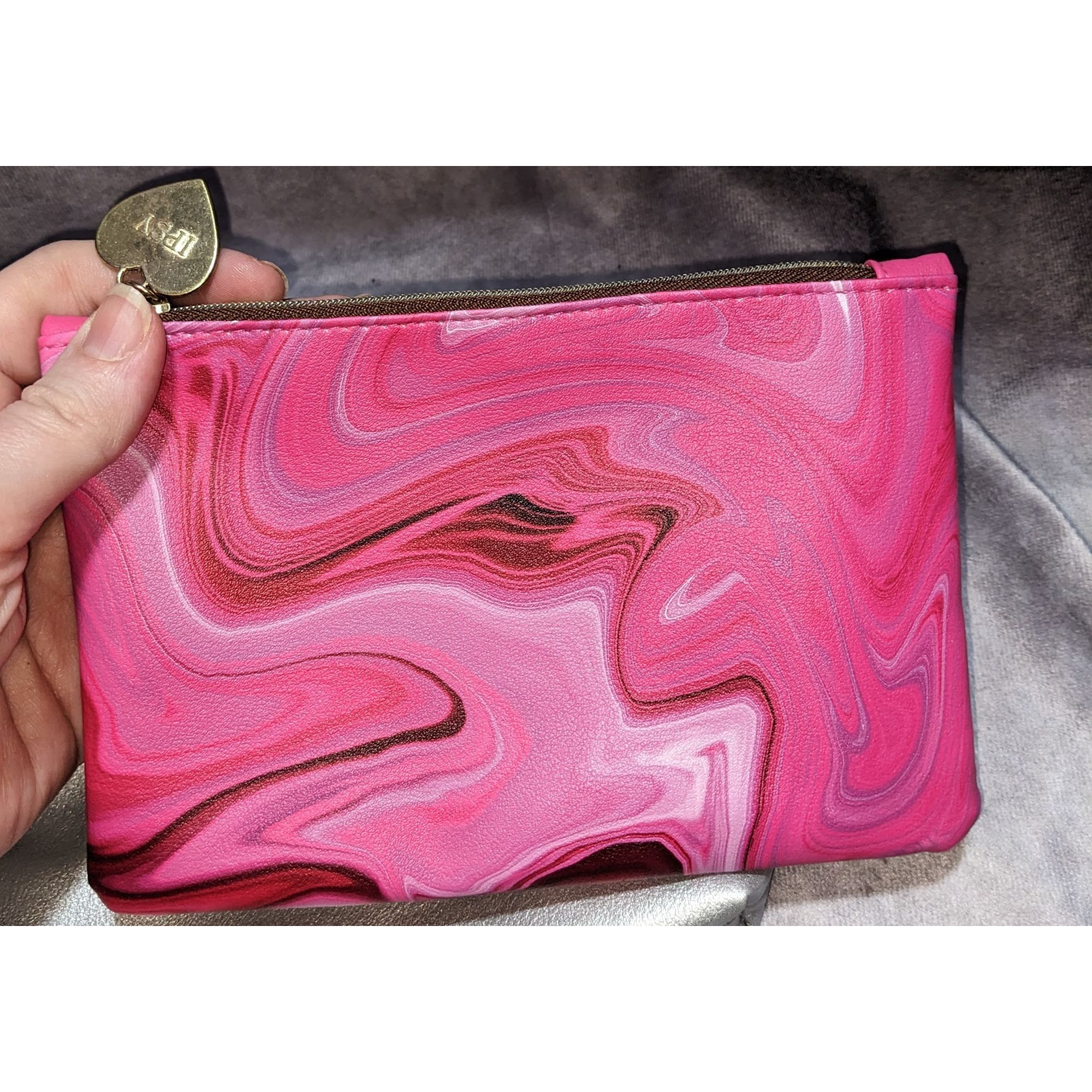 Other Ipsy Pink Swirl & Silver Glitter Zip Pouch Set Size ONE SIZE - 3 Thumbnail
