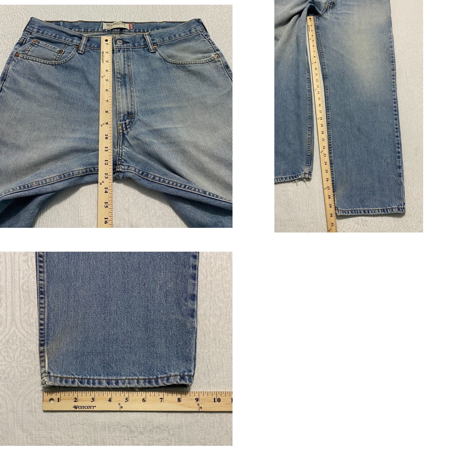 Levi's VINTAGE Levi's Jeans 550 Relaxed Fit Mens 38x30 Blue Straight Whiskers Wide Leg 5-Pocket Denim Cotton 100% USA Retro Size US 38 / EU 54 - 8 Thumbnail