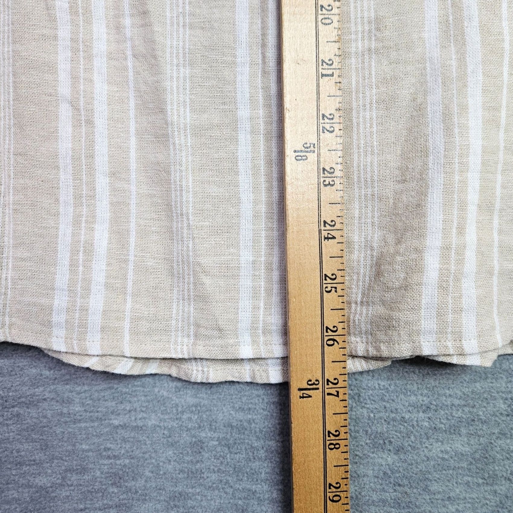 Ellen Tracy Ellen Tracy Blouse Woman Striped Linen Blend Beige Short Sleeve Round Neck Zip Front Buttonless Pullover Regular Fit Cotton-Free Size M / US 6-8 / IT 42-44 - 5 Thumbnail