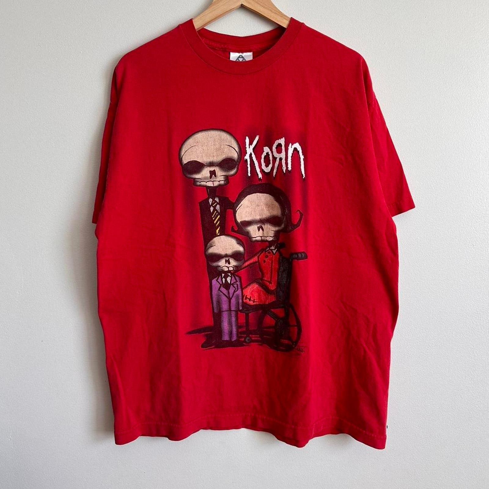 Image of Band Tees x Nirvana Vintage 2001 Korn Band Shirt in Red, Men's (Size XL)