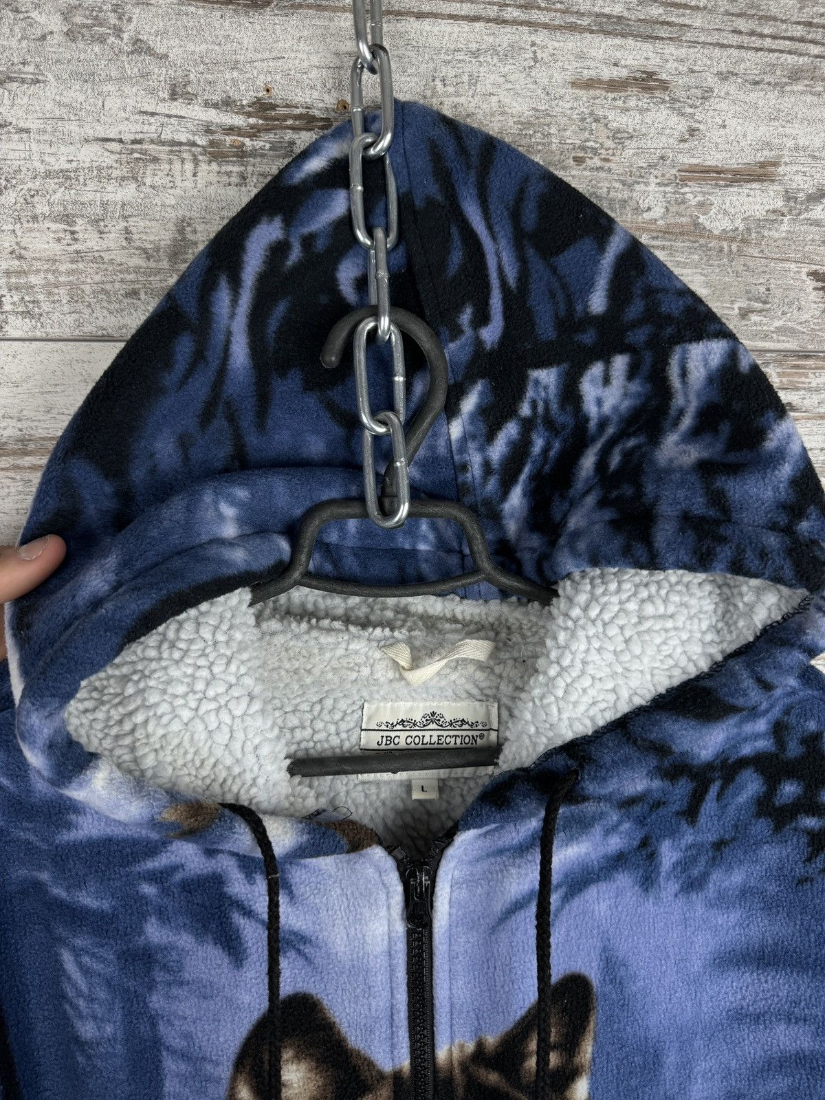 Vintage Vintage fleece Wolf Sherpa full print art animal gorpcore Size US L / EU 52-54 / 3 - 6 Thumbnail