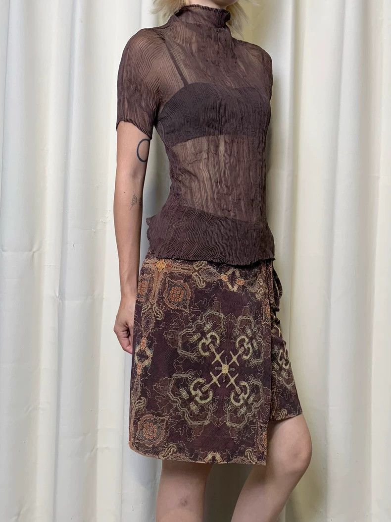 Issey Miyake Issey Miyake size:1 Brown psychedelic light and shadow tul Size 22" - 3 Thumbnail