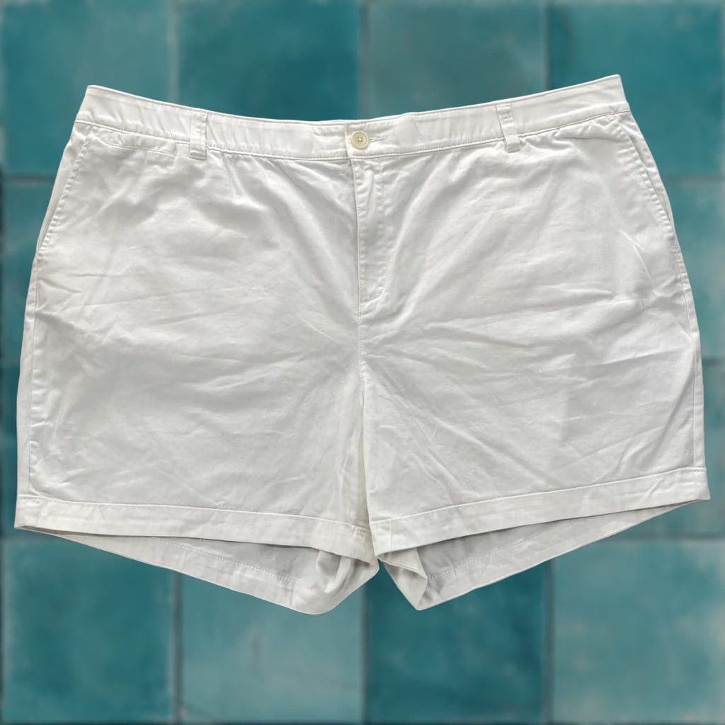 Vintage Lane Bryant Chino Collection Shorts Women's Plus 24 White Stretch Waistband NWT Size 34" / US 12 / IT 48 - 1 Thumbnail