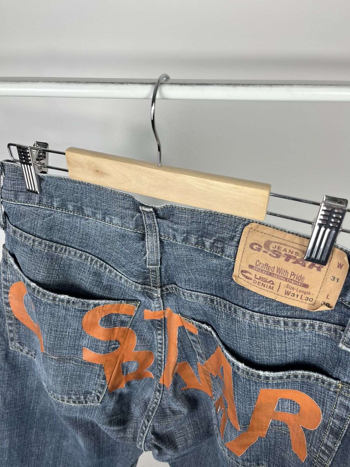 G-Star G Star Raw Jeans Custom Big Logo W31 L30 Blue Straight Fit Size US 31 - 11 Thumbnail