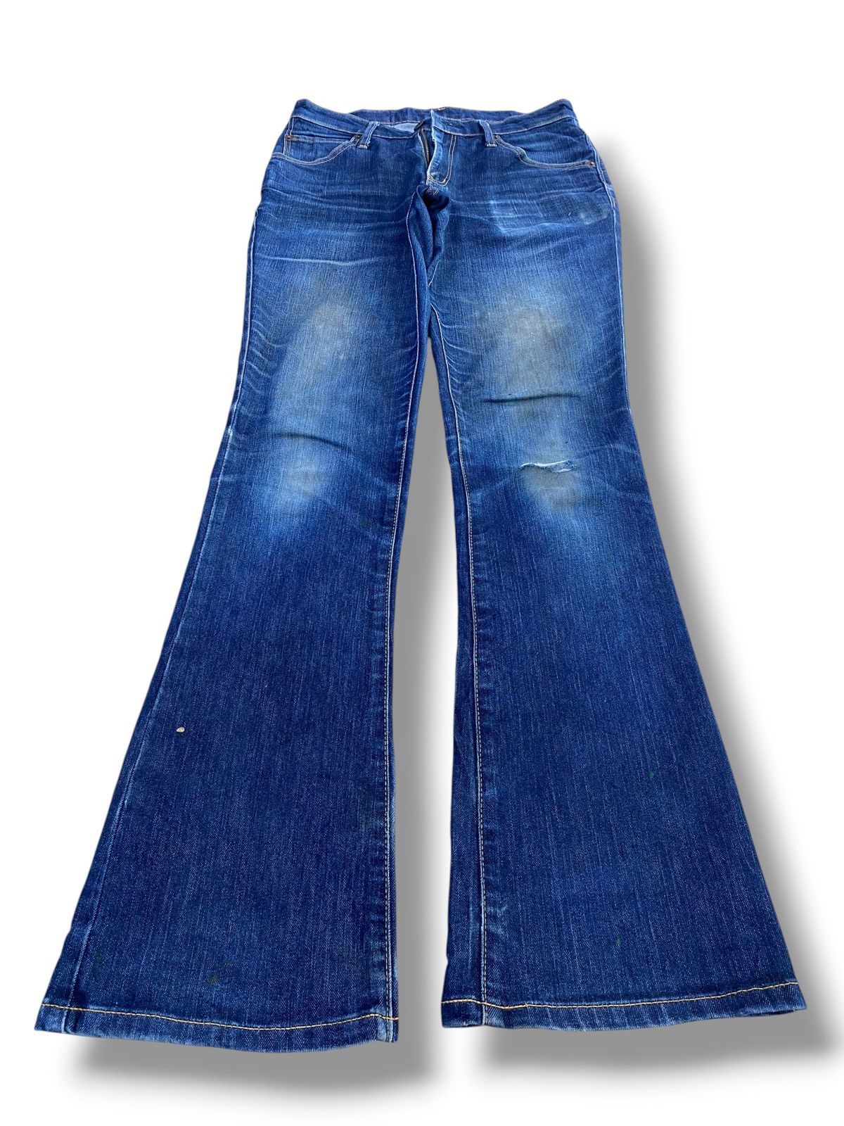 Edwin Vintage Edwin Faded Wash Ripped Style Flare Jeans Size US 30 / EU 46 - 1 Thumbnail