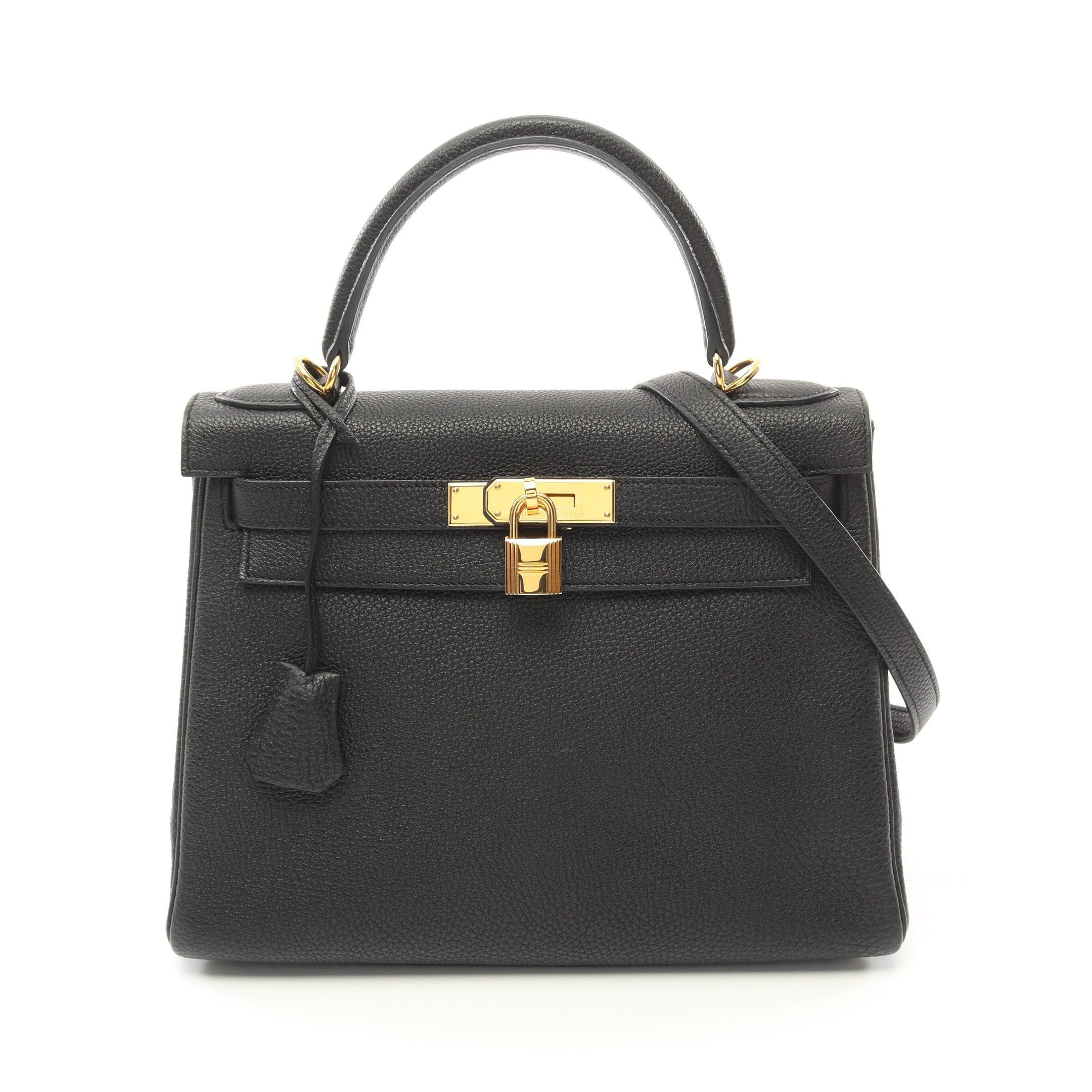 Hermes Hermes Kelly28 Handbag Togo Black Gold Hardware Inner Stitch □M Stamp (Manufactured Around 2009) Size ONE SIZE - 1 Thumbnail