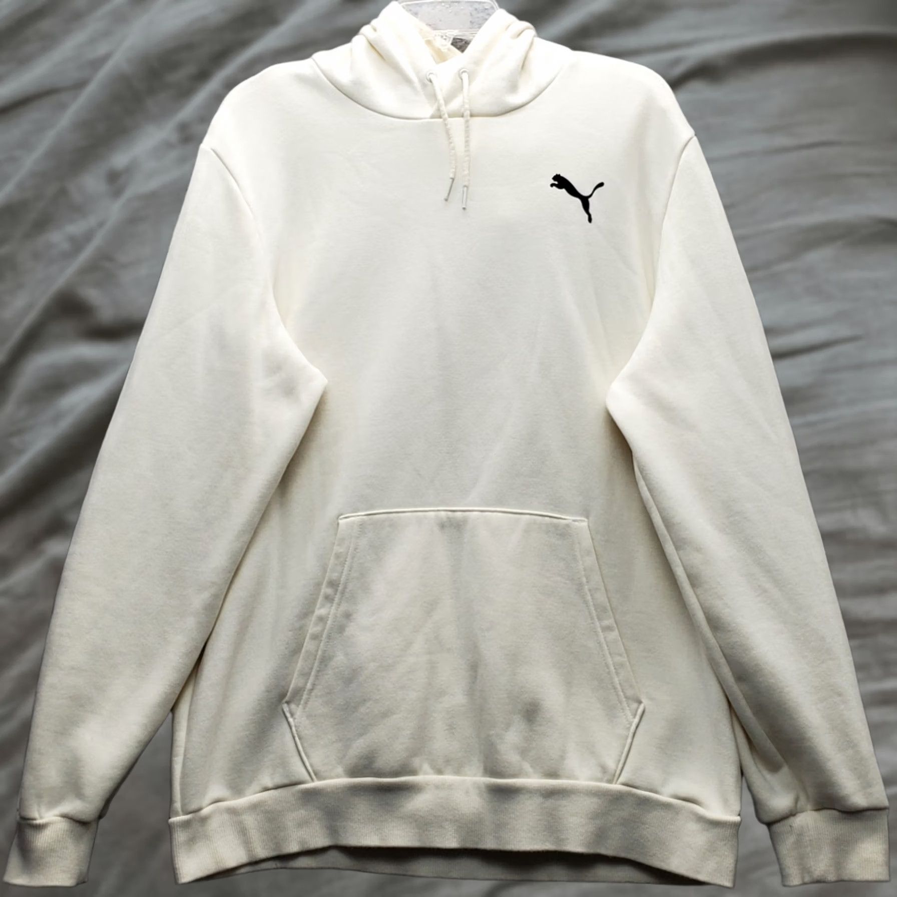 Puma PUMA Essentials Hoodie Mens L White Pullover Cat Logo Knit Fleece Hoodie Pullover Size US L / EU 52-54 / 3 - 1 Thumbnail