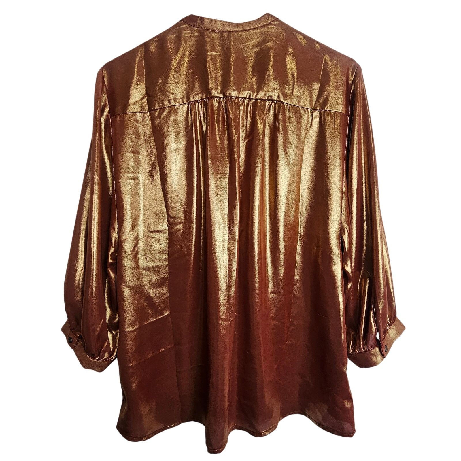 Anthropologie Anthropologie Womens Metallic Foil Top Sz S Shiny Going Out Size S / US 4 / IT 40 - 10 Thumbnail