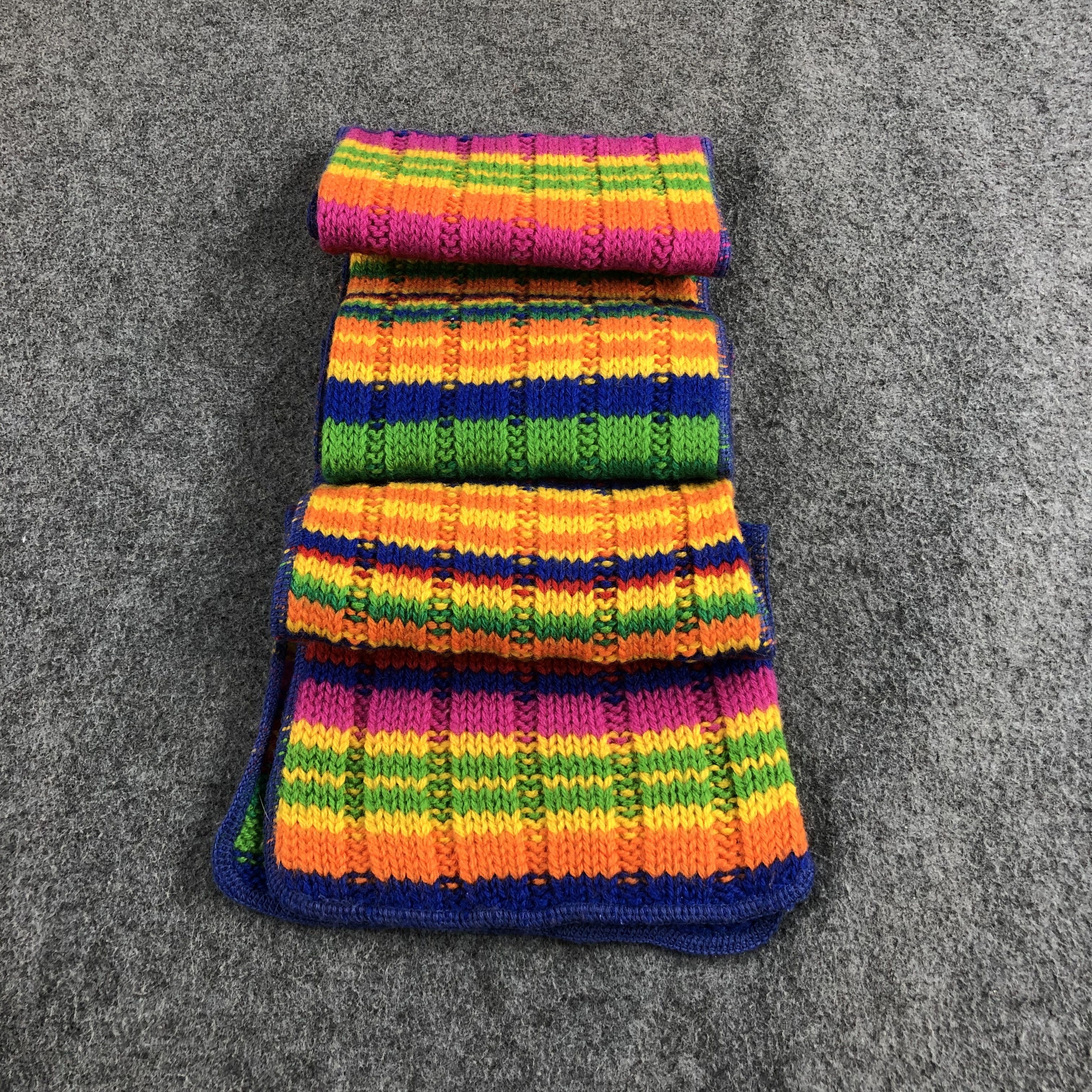 United Colors Of Benetton United Colors of Benetton Rainbow Wool Scarf Muffler V889 Size ONE SIZE - 2 Thumbnail