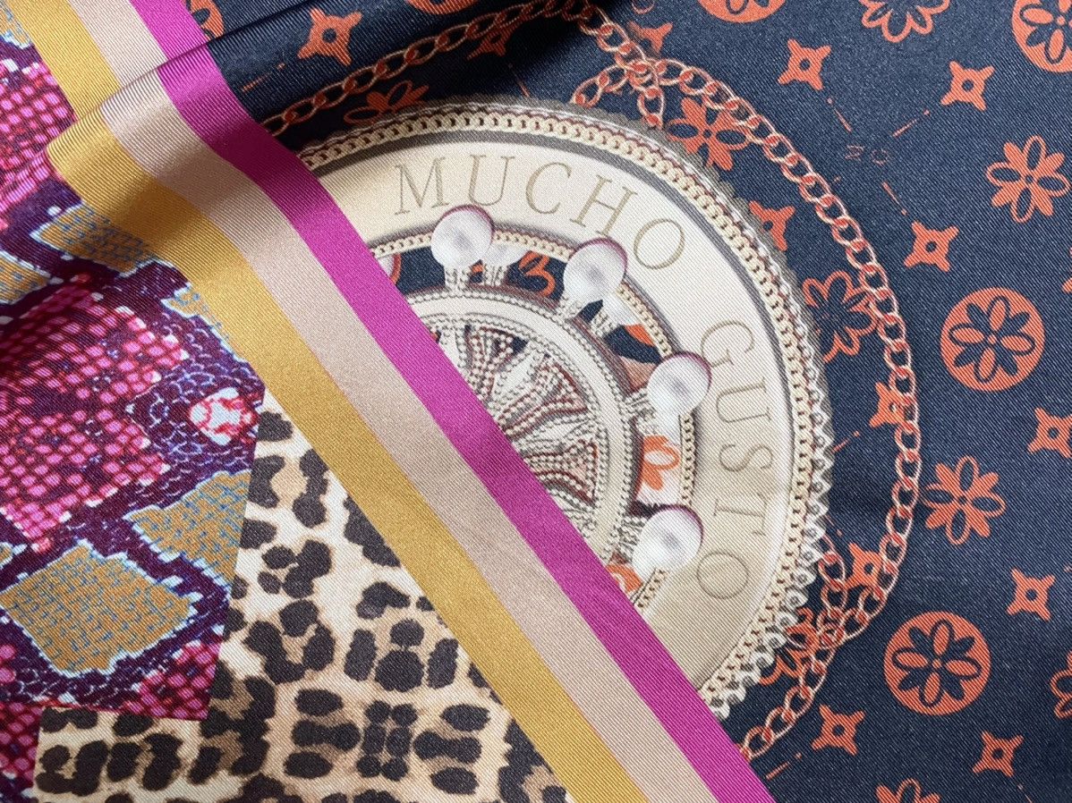 Vintage Mucho Gusto multicolour dog snakes leopard print silk scarf Size ONE SIZE - 8 Thumbnail
