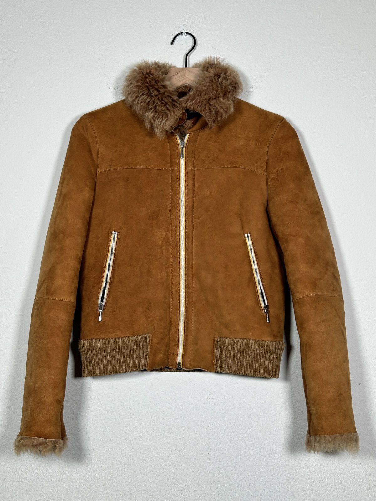 Miu Miu FW99 Suede Shearling Fur Aviator Jacket Size US S / EU 44-46 / 1 - 1 Thumbnail