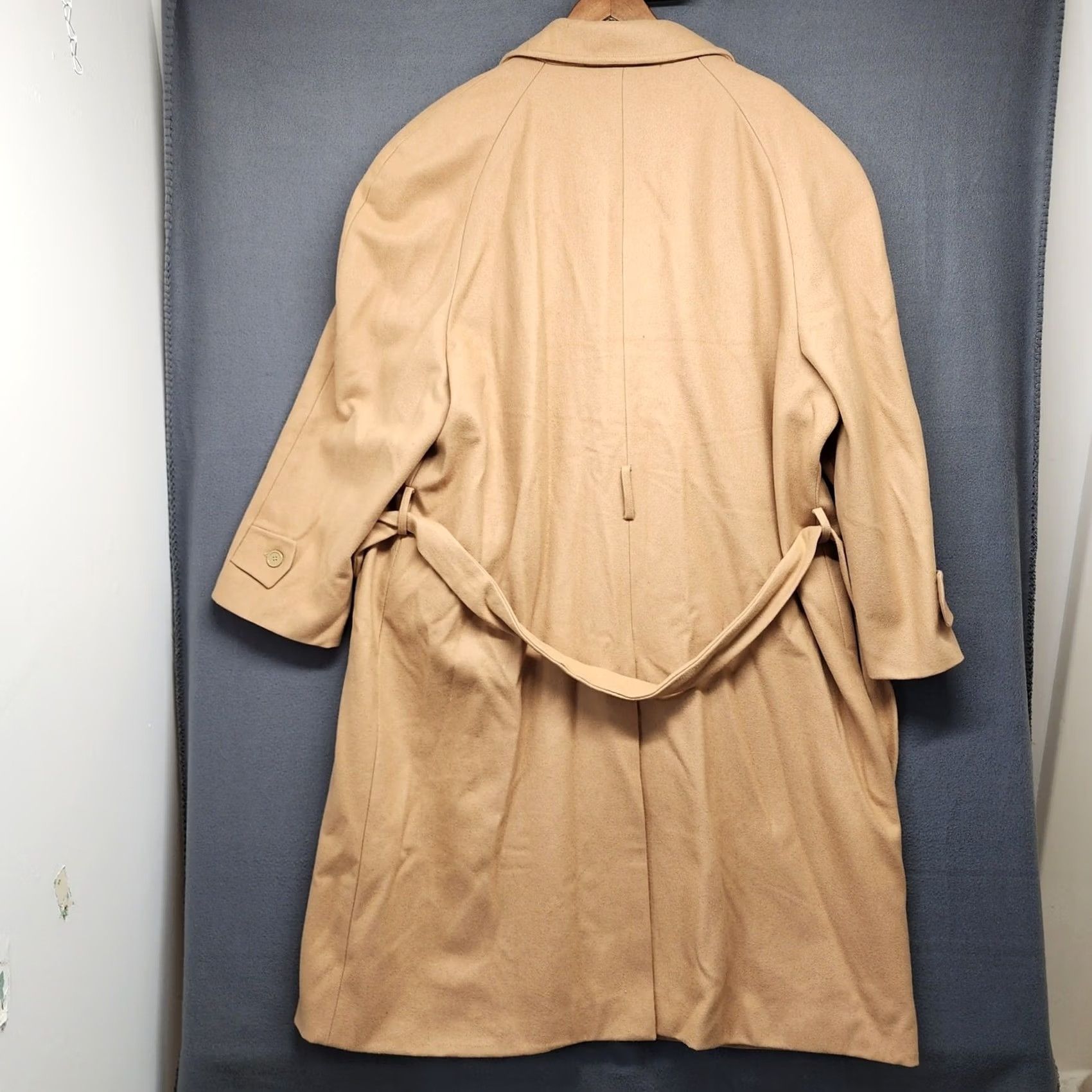 Vintage Vittorio St Angelo Cooper & Nelson Trench Coat Mens 50R Wool Blend Tan Camel Long Coat Button Front Tie Belt Wool Blend Tan Camel Mens} Size US M / EU 48-50 / 2 - 2 Thumbnail