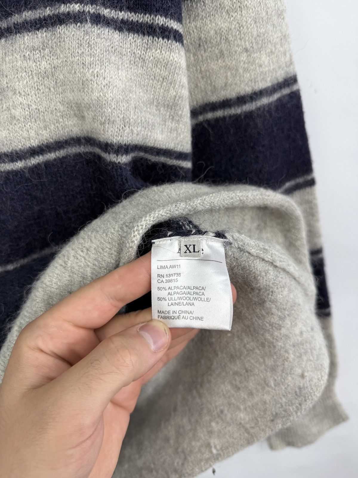 Acne Studios 🇺🇸Y2K Acne Studios Alpaca Wool Striped Sweater Navy LIMA AW11 Size XL / US 12-14 / IT 48-50 - 5 Thumbnail