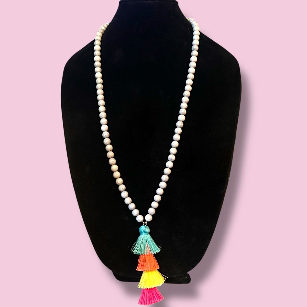 Other BaubleBar marbled gray bead multicolor tassle necklace Size ONE SIZE - 1 Thumbnail