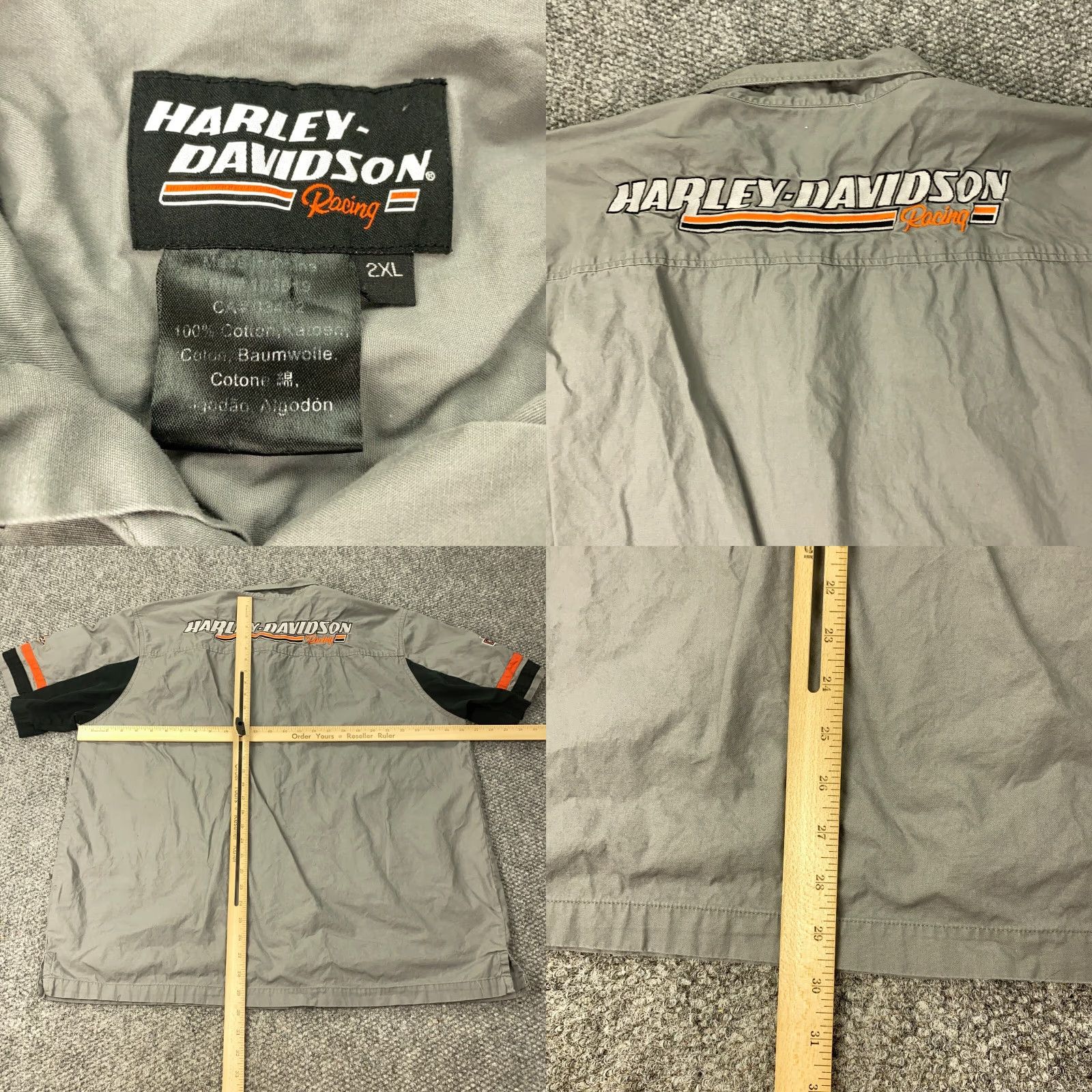 Harley Davidson HARLEY-DAVIDSON Racing Garage Shirt Button-Up Mens 2XL Gray Colorblock Biker Casual Size US XXL / EU 58 / 5 - 8 Thumbnail