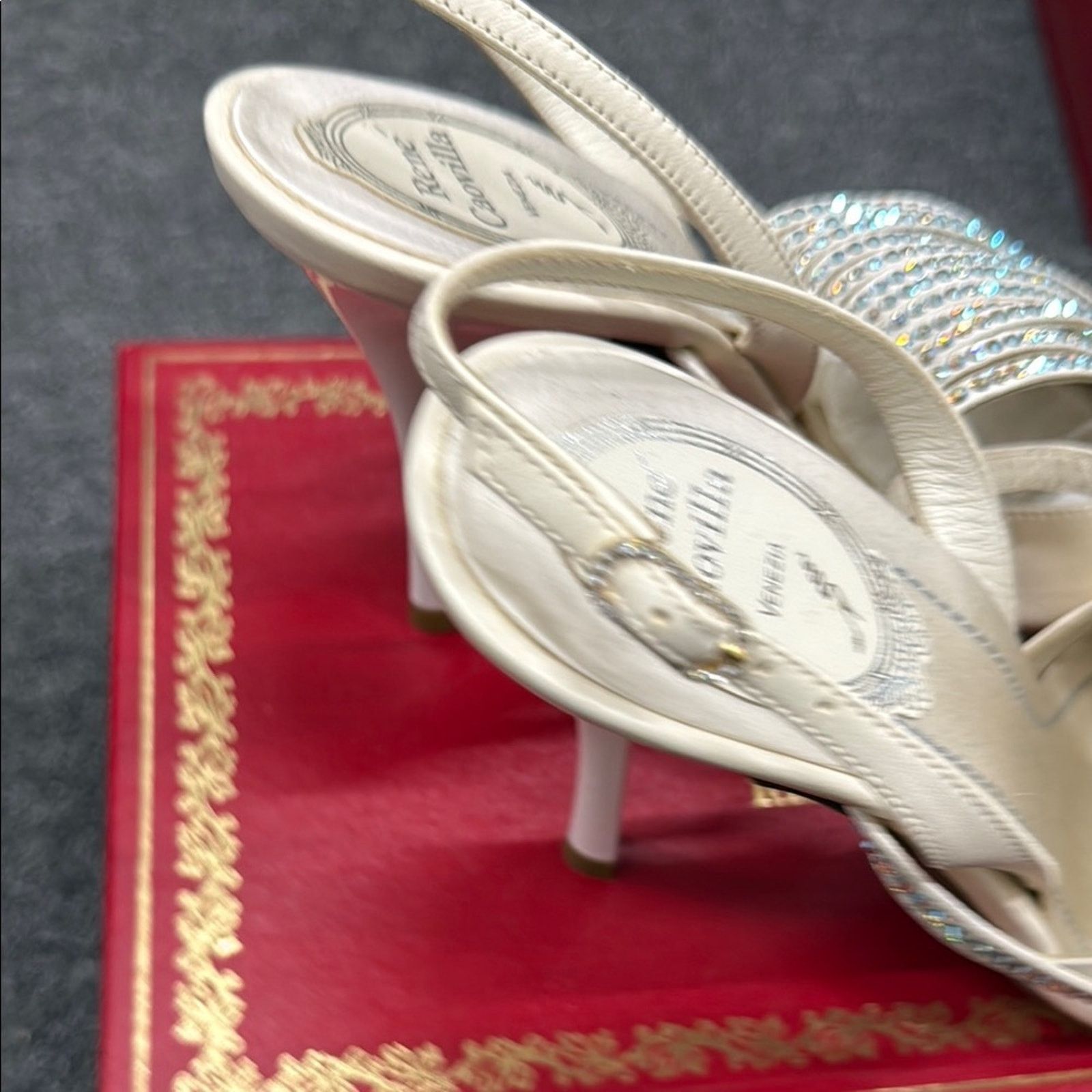 Rene Caovilla NWT Rene Caovilla Cream and Silver Womens Shoes Size 37 US 7 Size US 7 / IT 37 - 4 Thumbnail