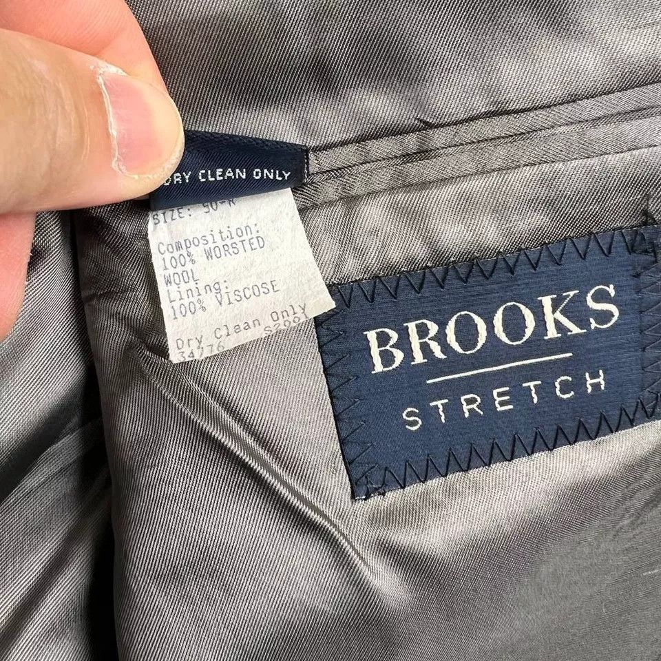 Brooks Brooks Stretch Blazer Suit Men 50R Gray 3 Buttons 100% Wool Size 50R - 3 Thumbnail