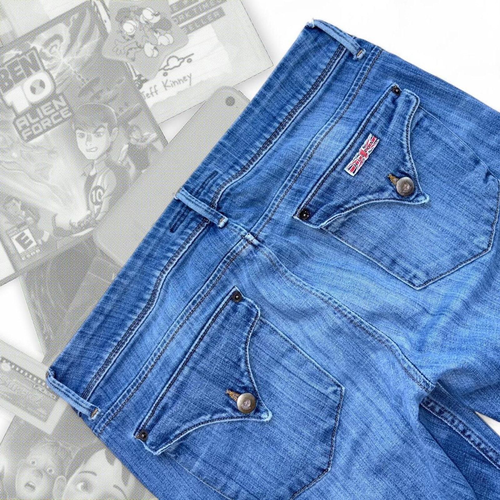 & Other Stories Vintage Y2K Blue Ripped & Skinny Straight Hudson Denim Jeans Size 30" / US 8 / IT 44 - 4 Thumbnail
