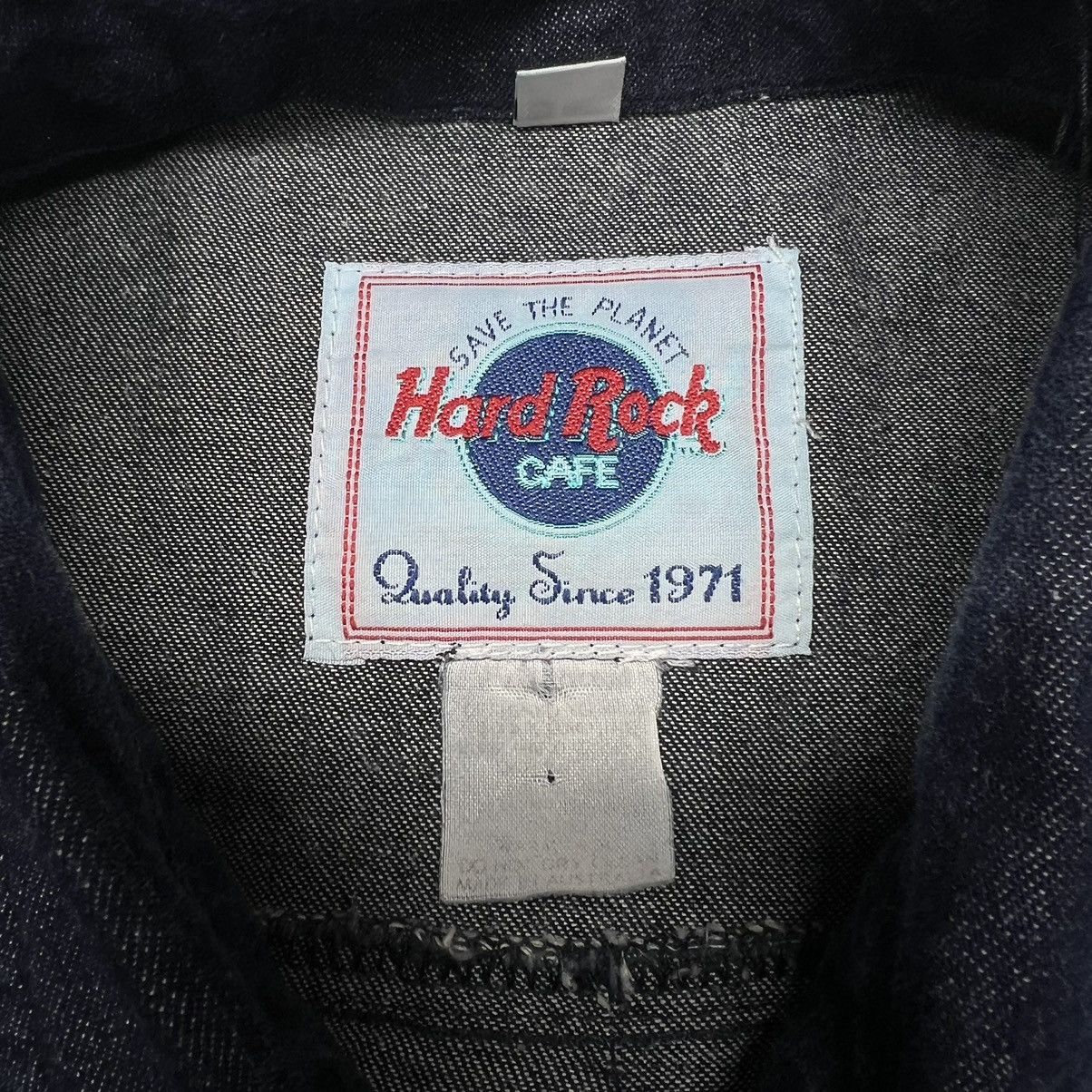 Hard Rock Cafe × Vintage VTG Hard Rock Cafe Denim Shirt Blue Button Queensland Y2K Size US L / EU 52-54 / 3 - 5 Thumbnail
