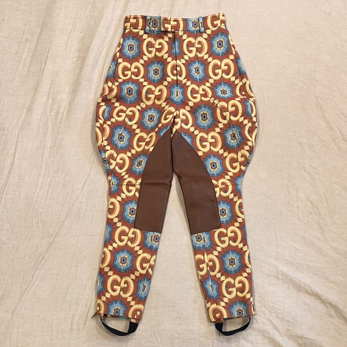 Gucci $2950 Gucci Psychedelic GG Logo With Leather Detail Trousers Size 26" / US 2 / IT 38 - 3 Thumbnail