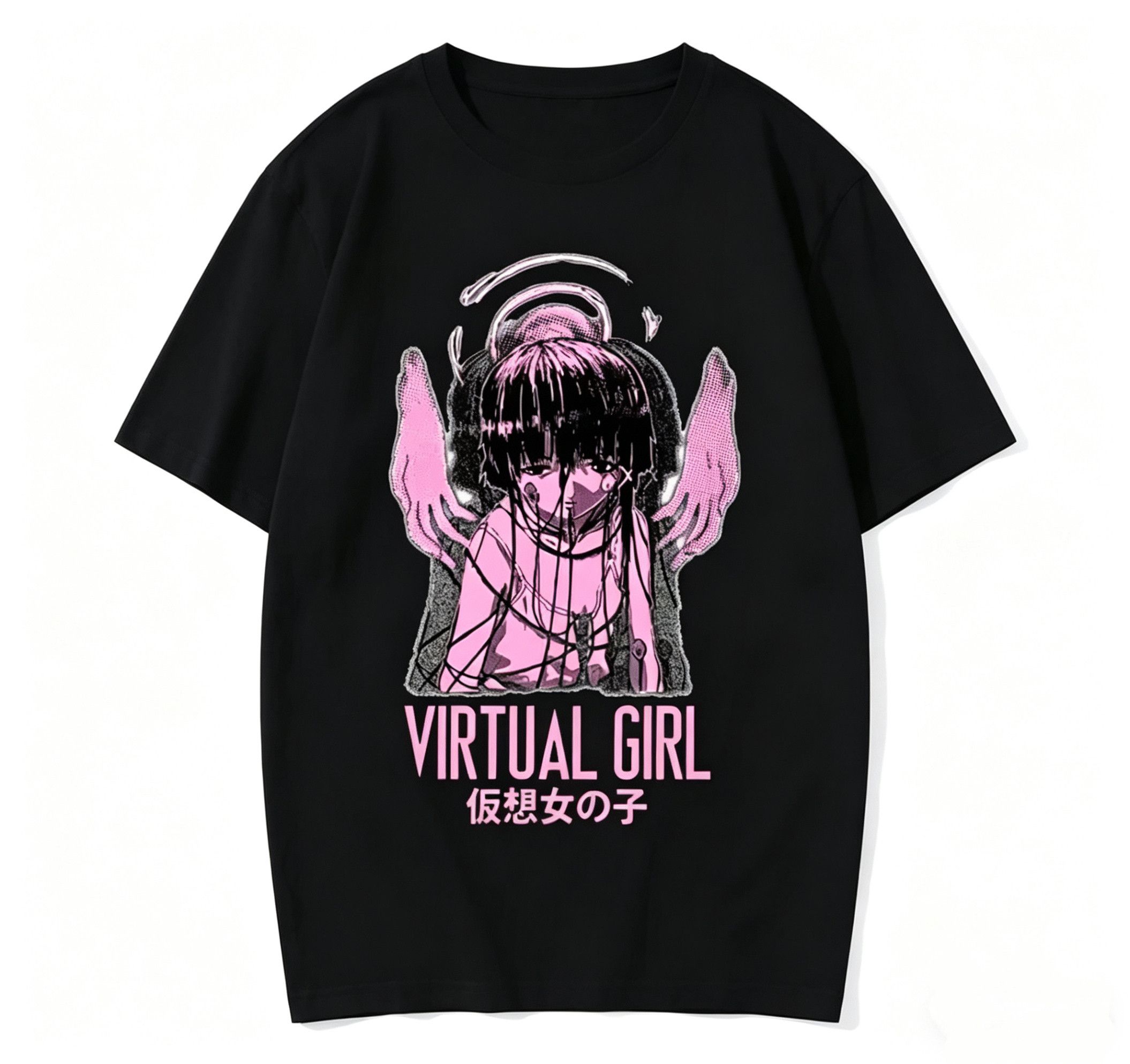 Japanese Brand Y2K Classic Anime Virtual Girl Pink Manga Print T-Shirt Size US L / EU 52-54 / 3 - 1 Thumbnail