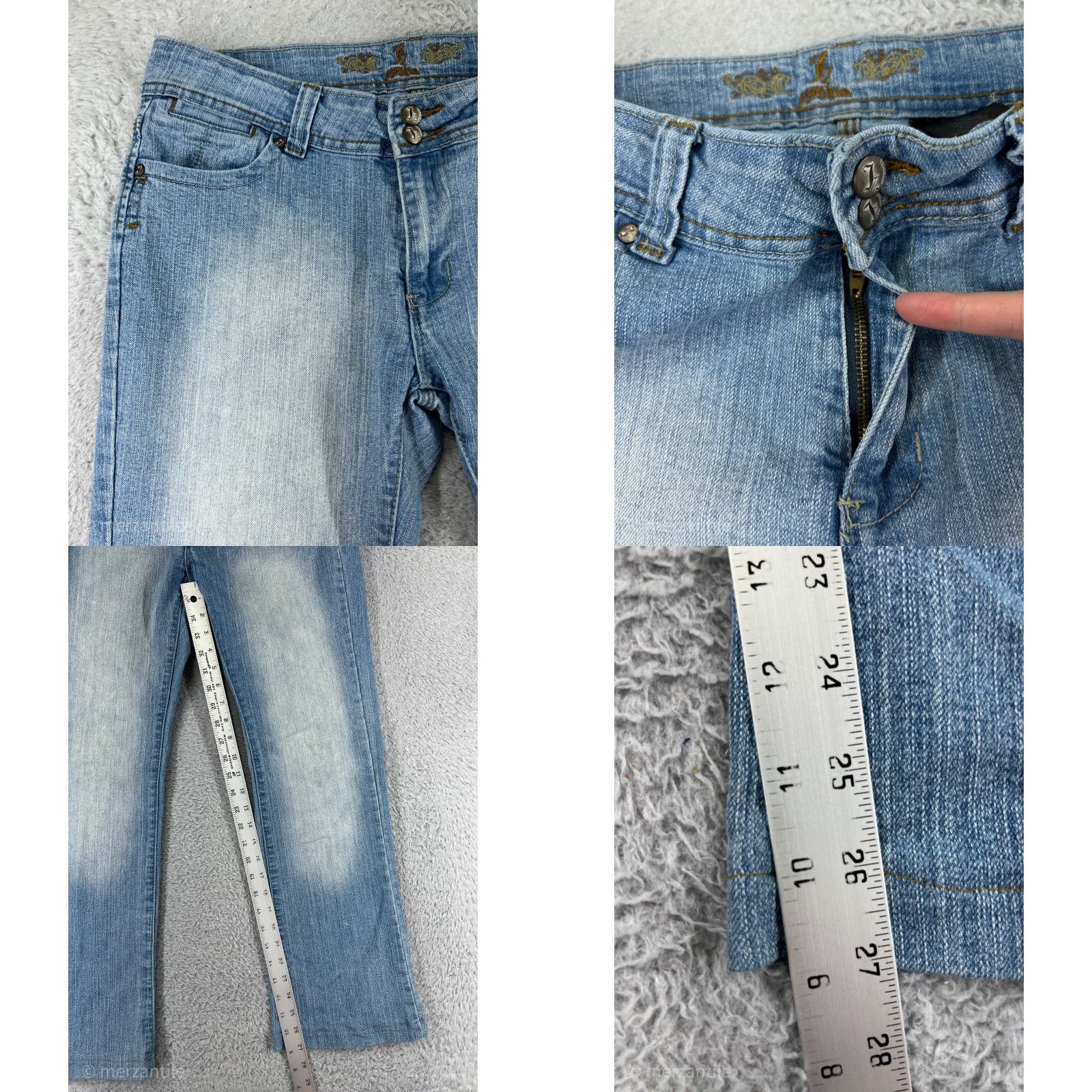 Vintage Jinzu Jeans Denim Womens 9 Blue Distressed Mid Rise 5-Pocket Style Bootcut Cotton Blend Jeans Womens Size 30" / US 8 / IT 44 - 8 Thumbnail