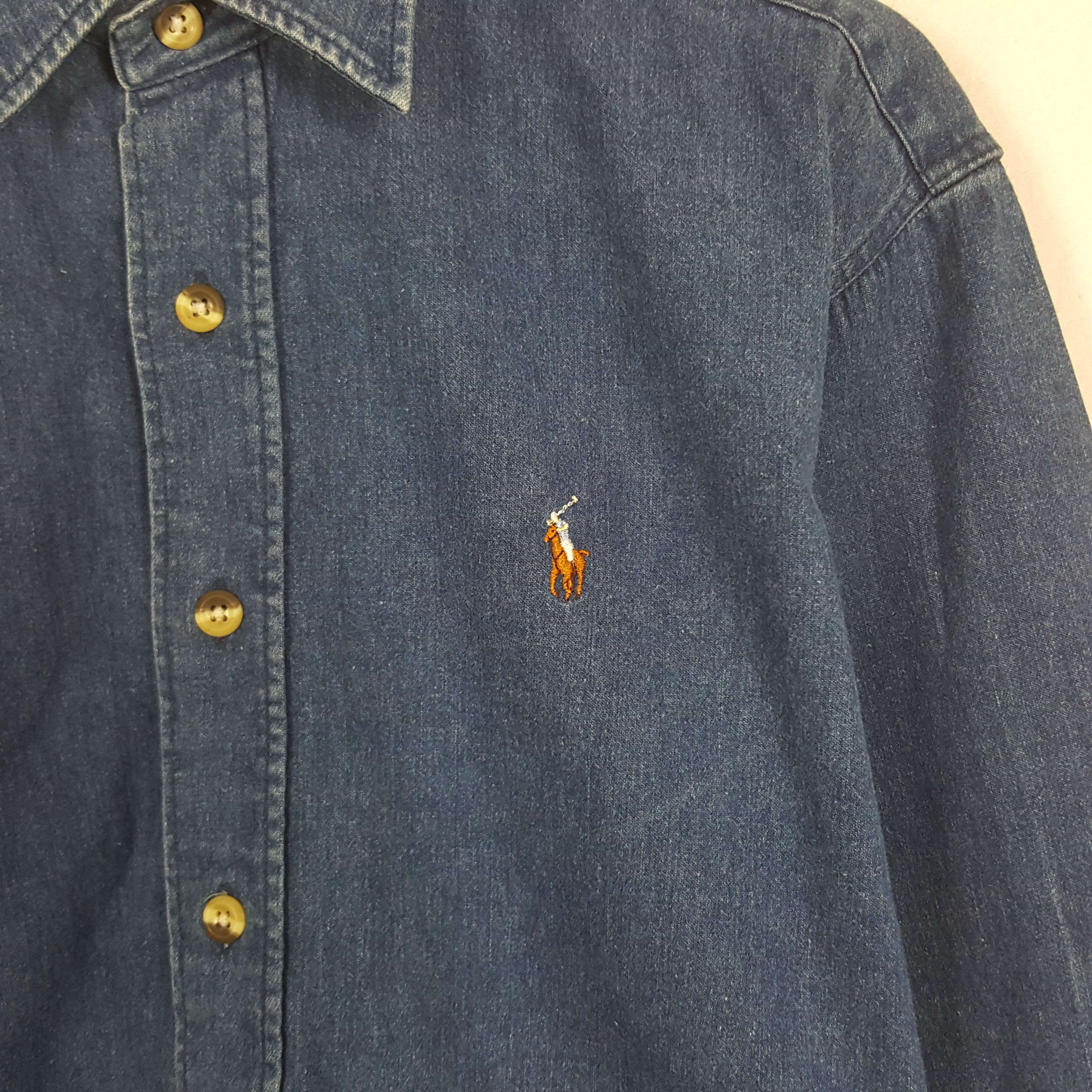 Polo Ralph Lauren × Vintage Vintage Polo Ralph Lauren Denim Button Up Shirt Size US M / EU 48-50 / 2 - 2 Thumbnail